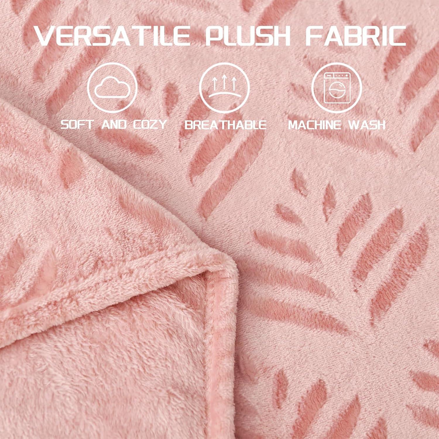 Exclusivo Mezcla Fleece Throw Blanket for Couch, Super Soft and Warm Blankets for All Seasons, Plush Fuzzy and Lightweight Pink throw, 50"x60"