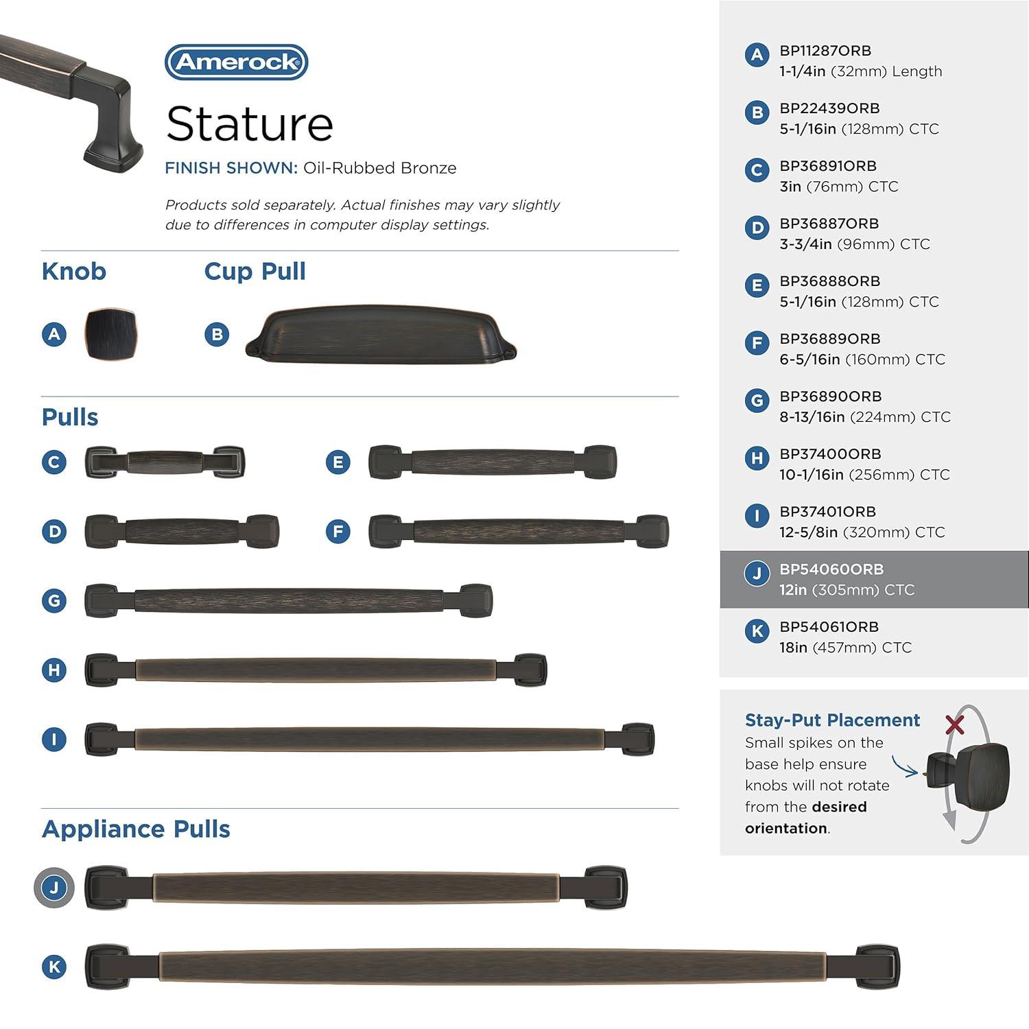 Amerock Stature 12 inch (305mm) Center-to-Center Oil-Rubbed Bronze Appliance Pull