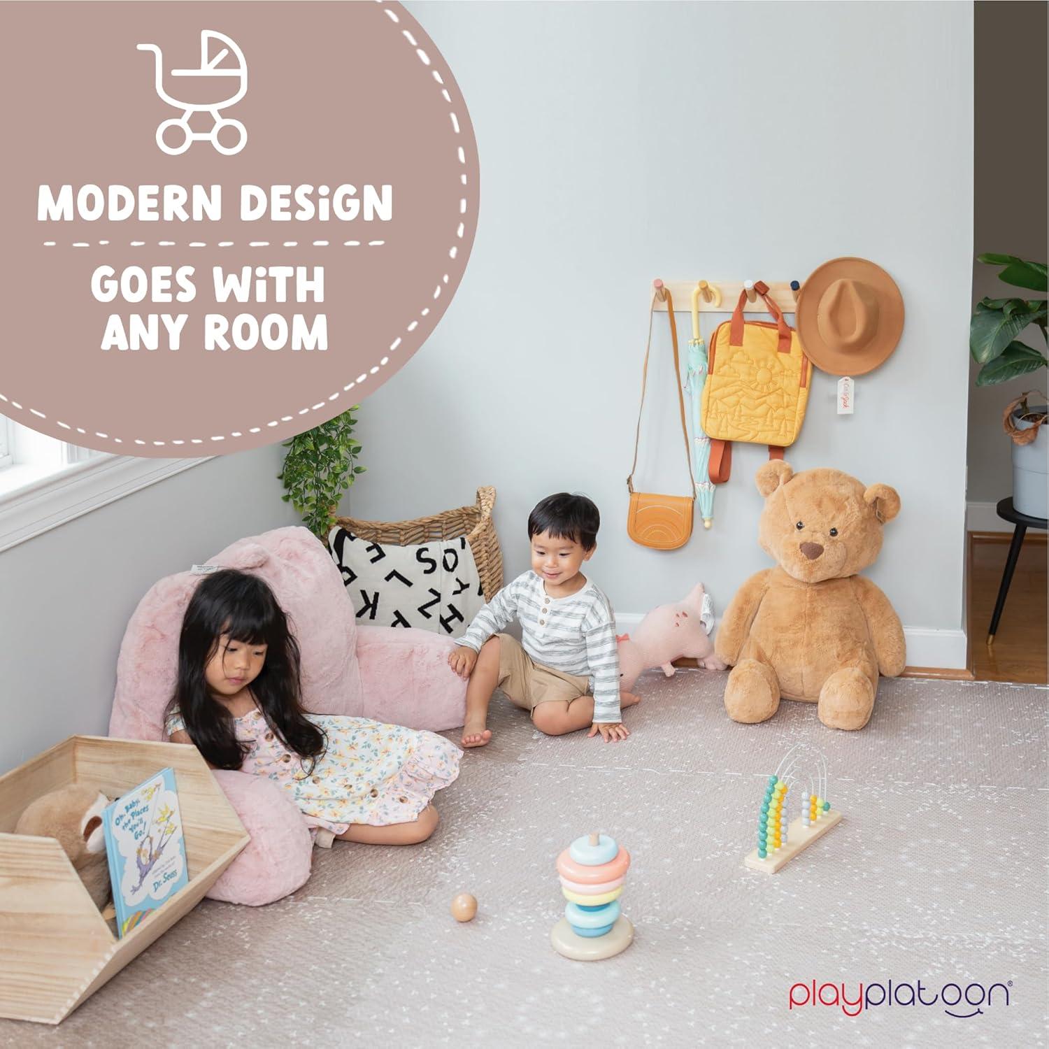 Play Platoon Non-Toxic Large Kids Play Mats for Floor, 9 Tile 72 x 72 inch - Extra-Thick Foam Tiles, 24 x 24 inch Puzzle Mat Pieces, Neutral Playmat for Toddlers & Childrens Playroom - Sand Star Print