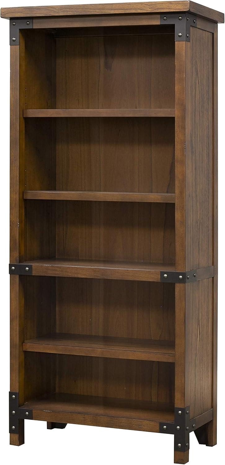 72" Addison Open Bookcase Auburn - Martin Furniture: Arched, Metal Accents, 4 Shelves