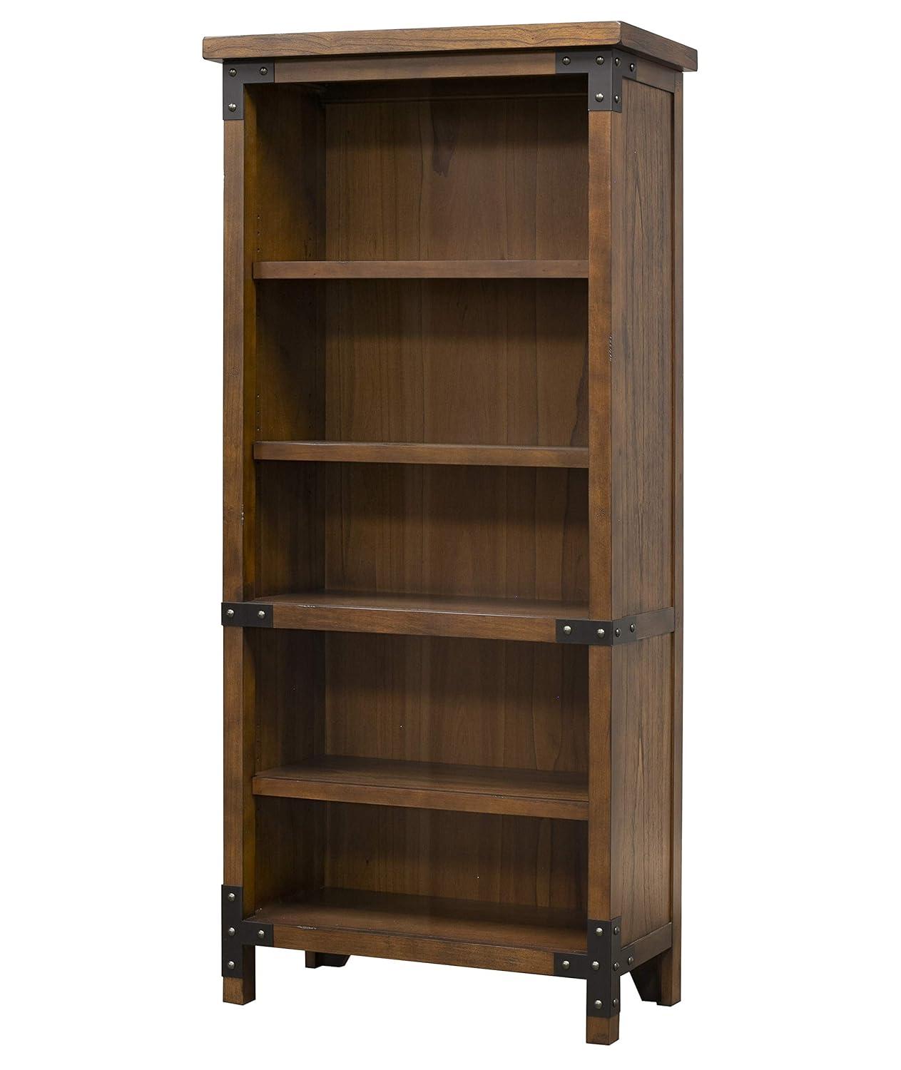 72" Addison Open Bookcase Auburn - Martin Furniture: Arched, Metal Accents, 4 Shelves