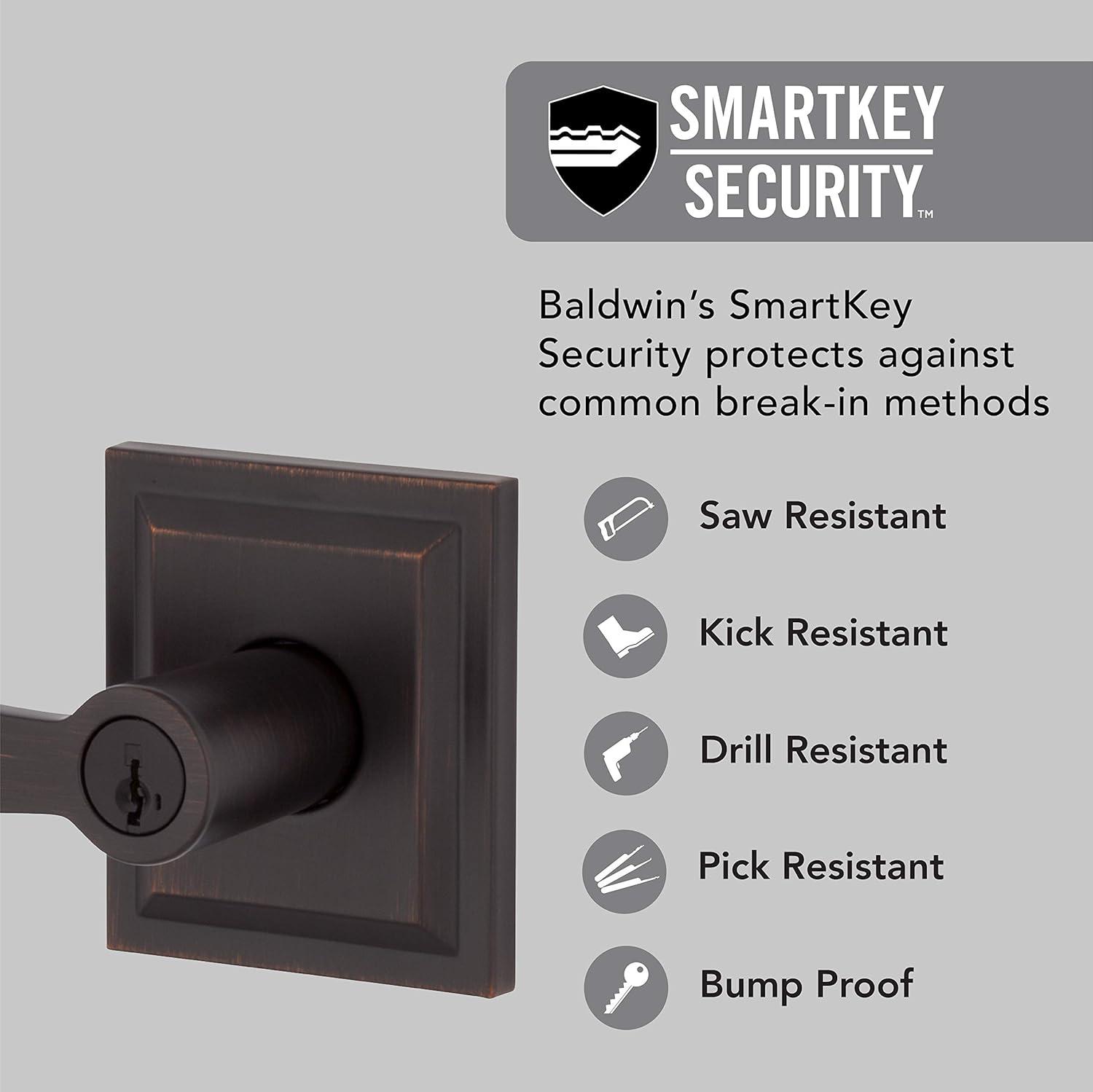 Baldwin Torrey Low Profile Rose Keyed Entry Lever Featuring Smartkey in VB