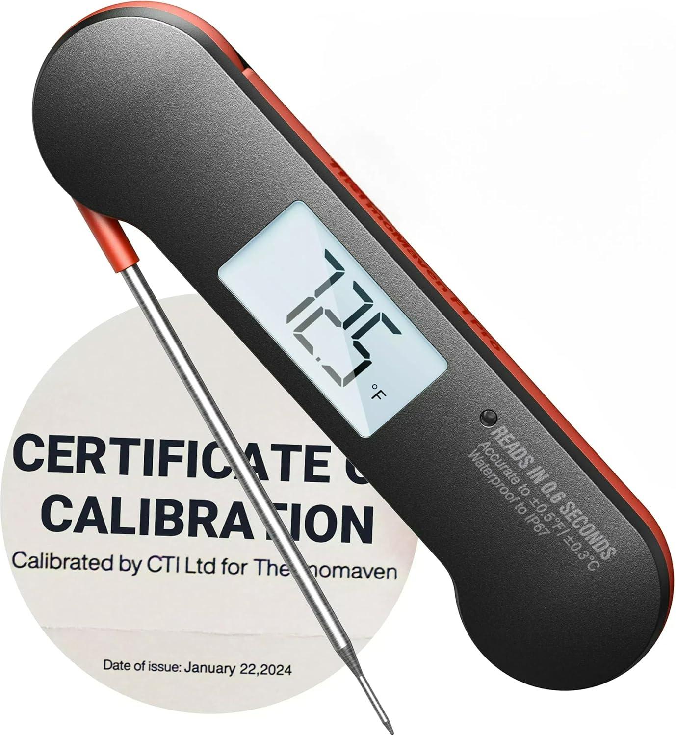 ThermoMaven 0.6S Instant Read Meat Thermometer, Professional Digital Food Cooking Thermometer with High Accuracy(±0.5°F), Backlit, Waterproof for Candy, Grill, BBQ, Oven, Kitchen