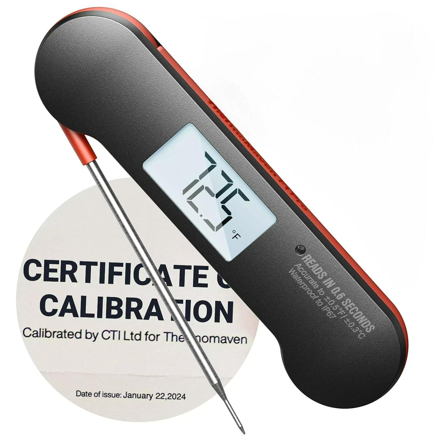 ThermoMaven 0.6S Instant Read Meat Thermometer, Professional Digital Food Cooking Thermometer with High Accuracy(±0.5°F), Backlit, Waterproof for Candy, Grill, BBQ, Oven, Kitchen