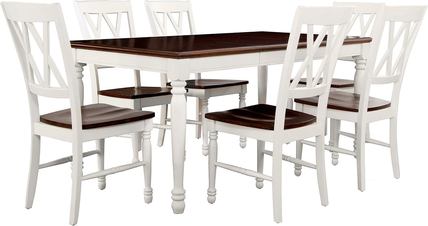 Classic Shelby 7-Piece White and Cherry Extendable Dining Set