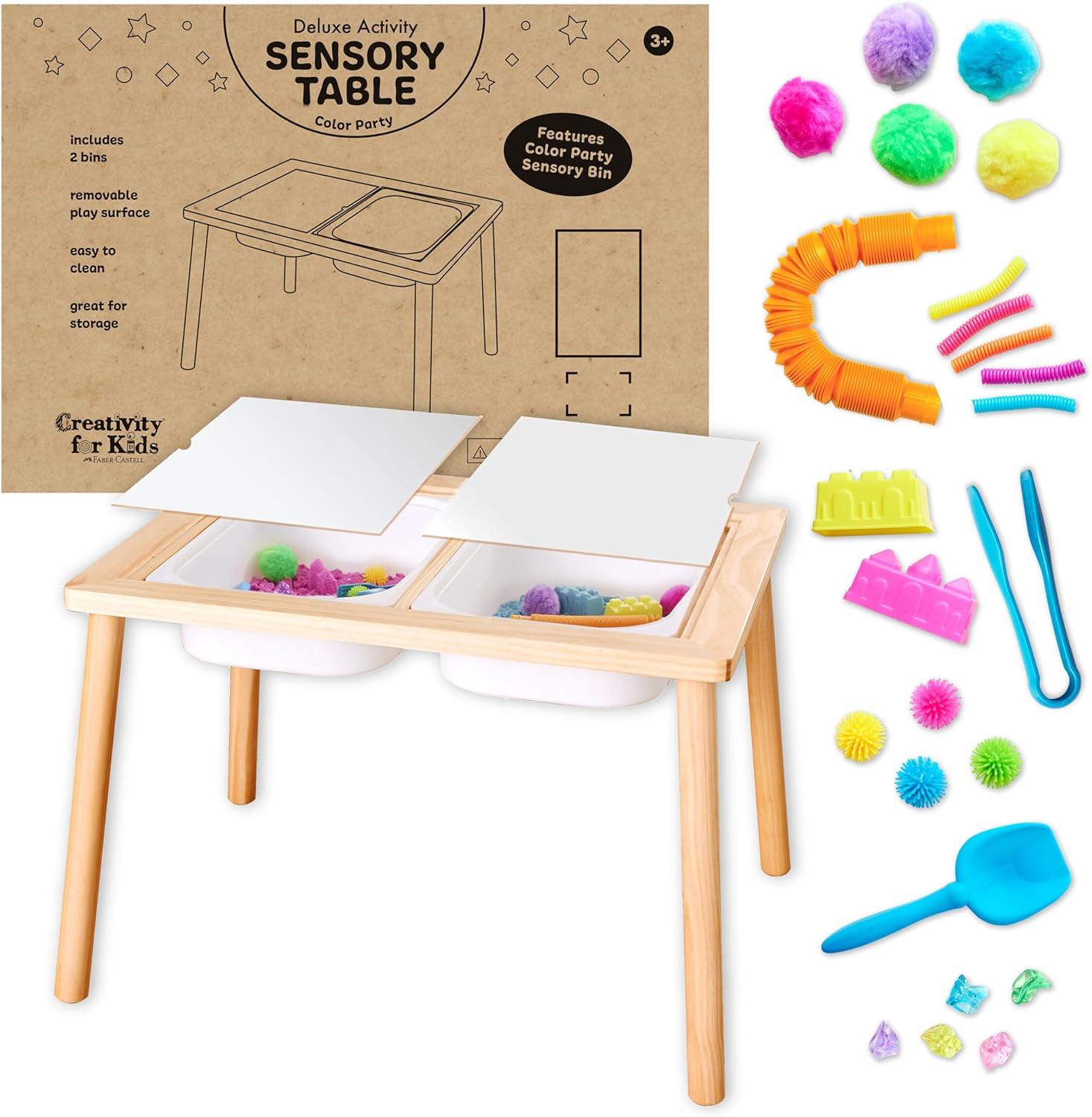 Deluxe Wood Sensory Table with Bins and Toys