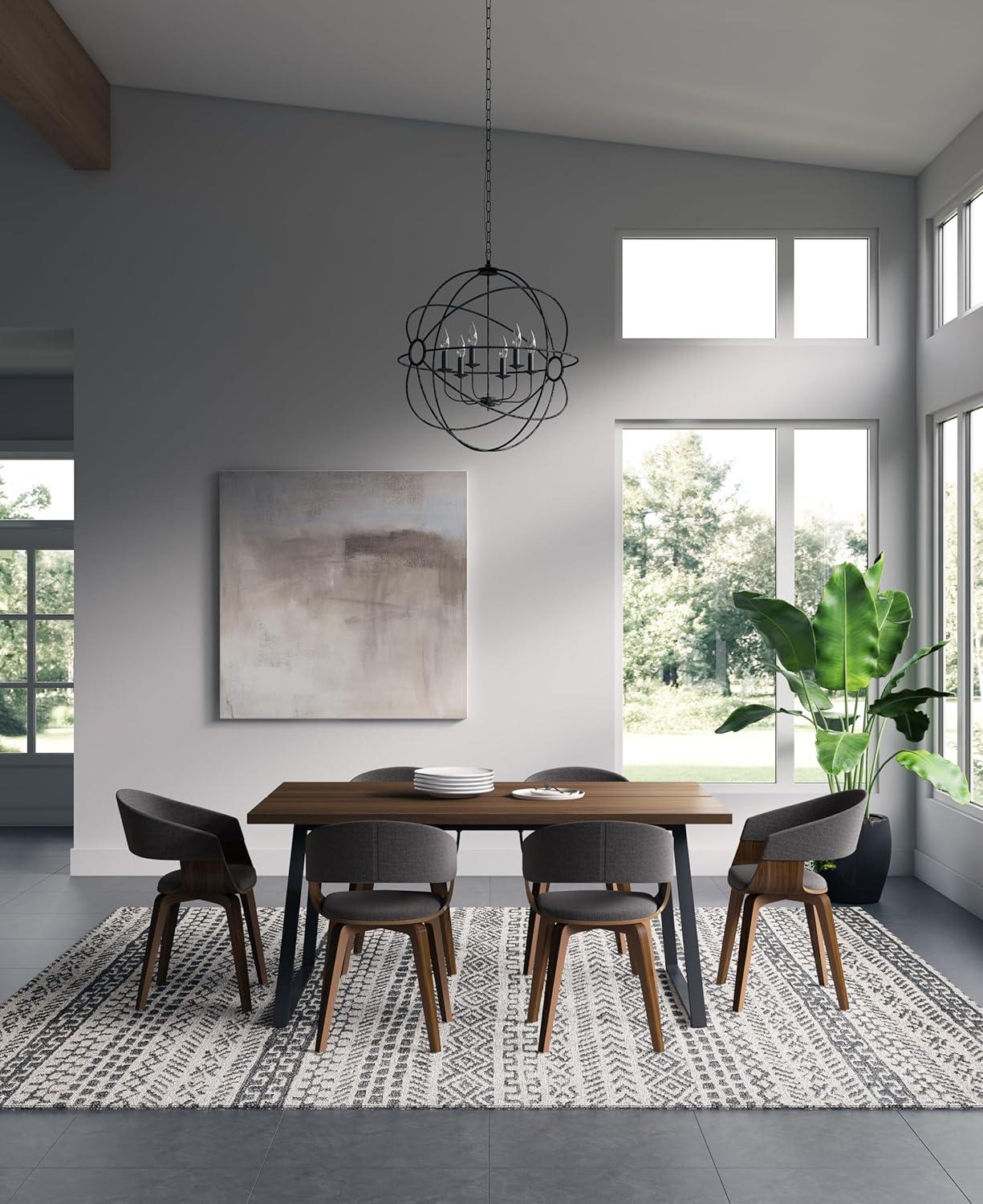 Simpli Home Lowell Bentwood Upholstered Dining Chair with Curved Backrest in Mid-Century Modern Style & Reviews | AllModern