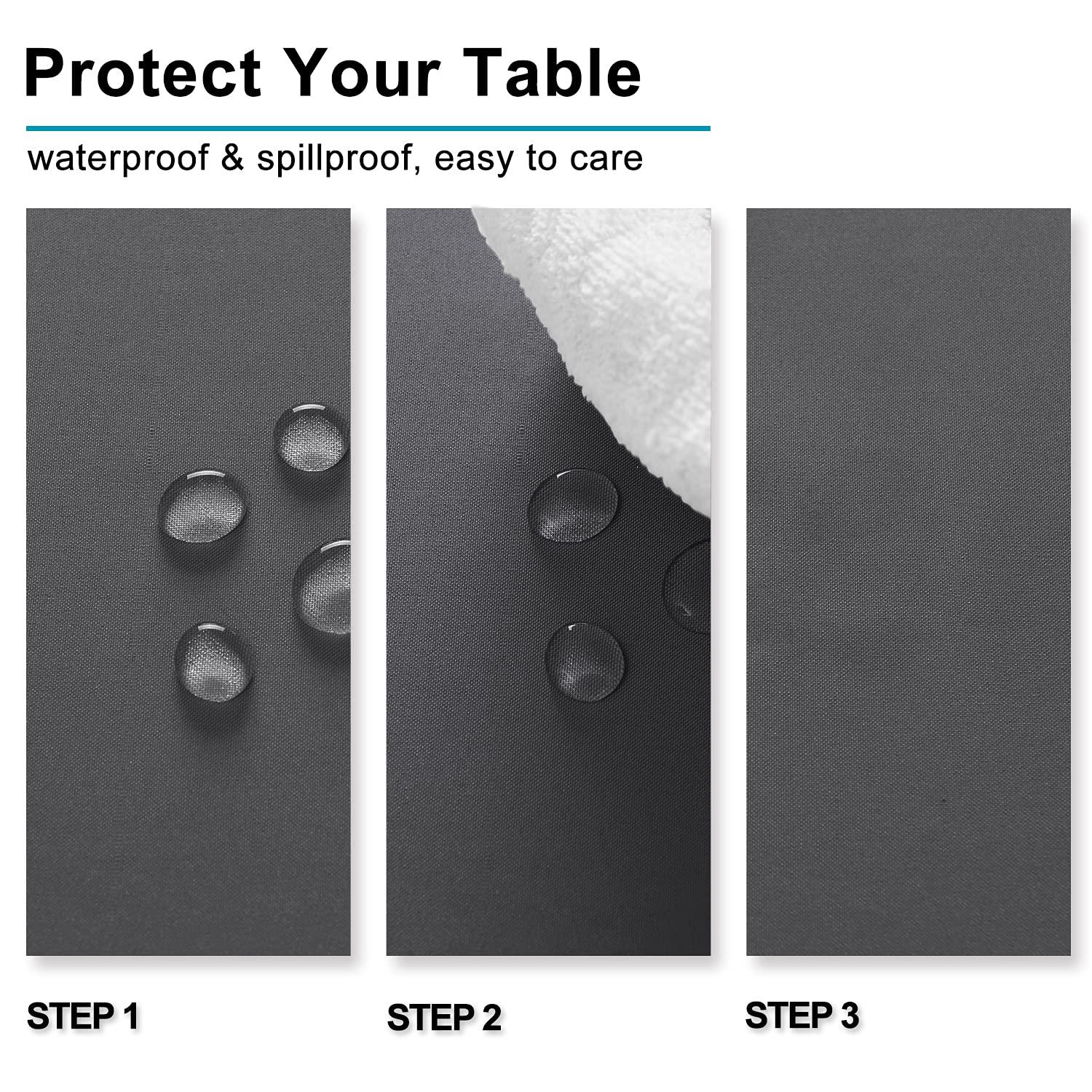 Hiasan Rectangle Tablecloth Grey - Wrinkle Resistant and Waterproof Washable Polyester Fabric Table Cloth for Dining Party and Outdoor Use, 54 x 80 Inch