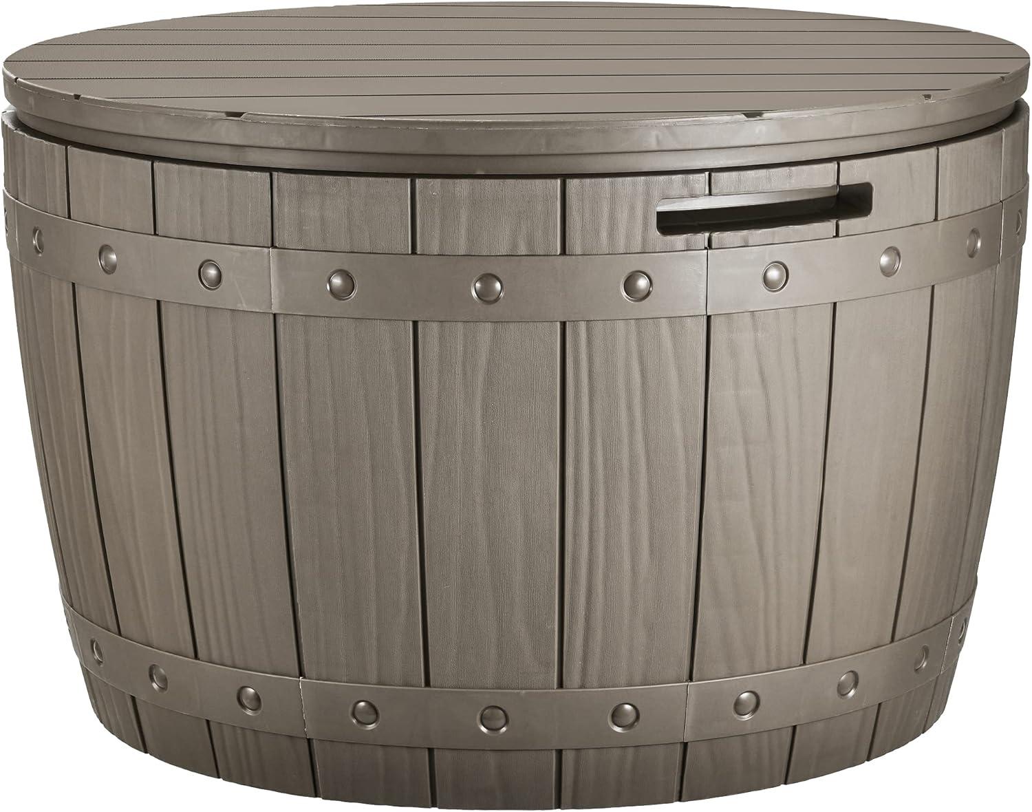 Light Brown Lockable Plastic Round Deck Box