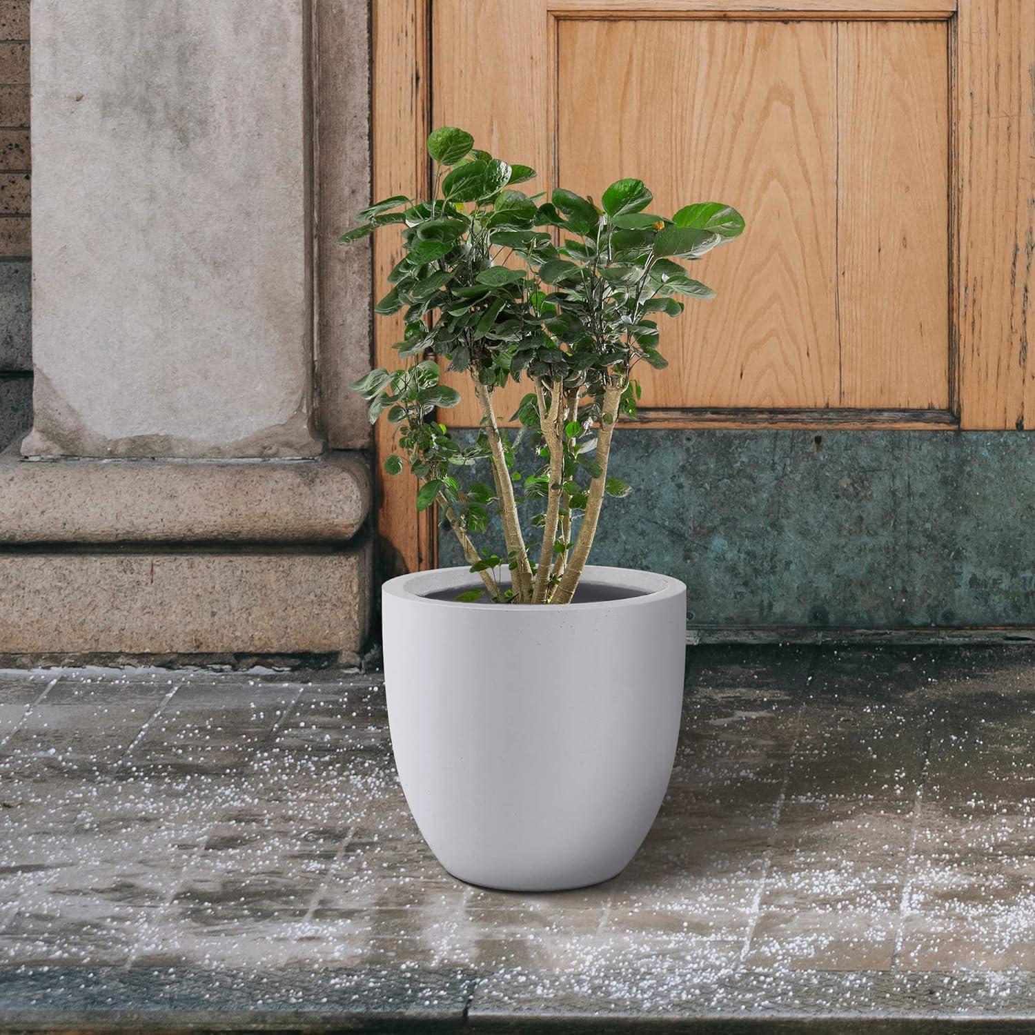 Kante  12 in. Tall Lightweight Concrete Indoor/Outdoor Round Planter white