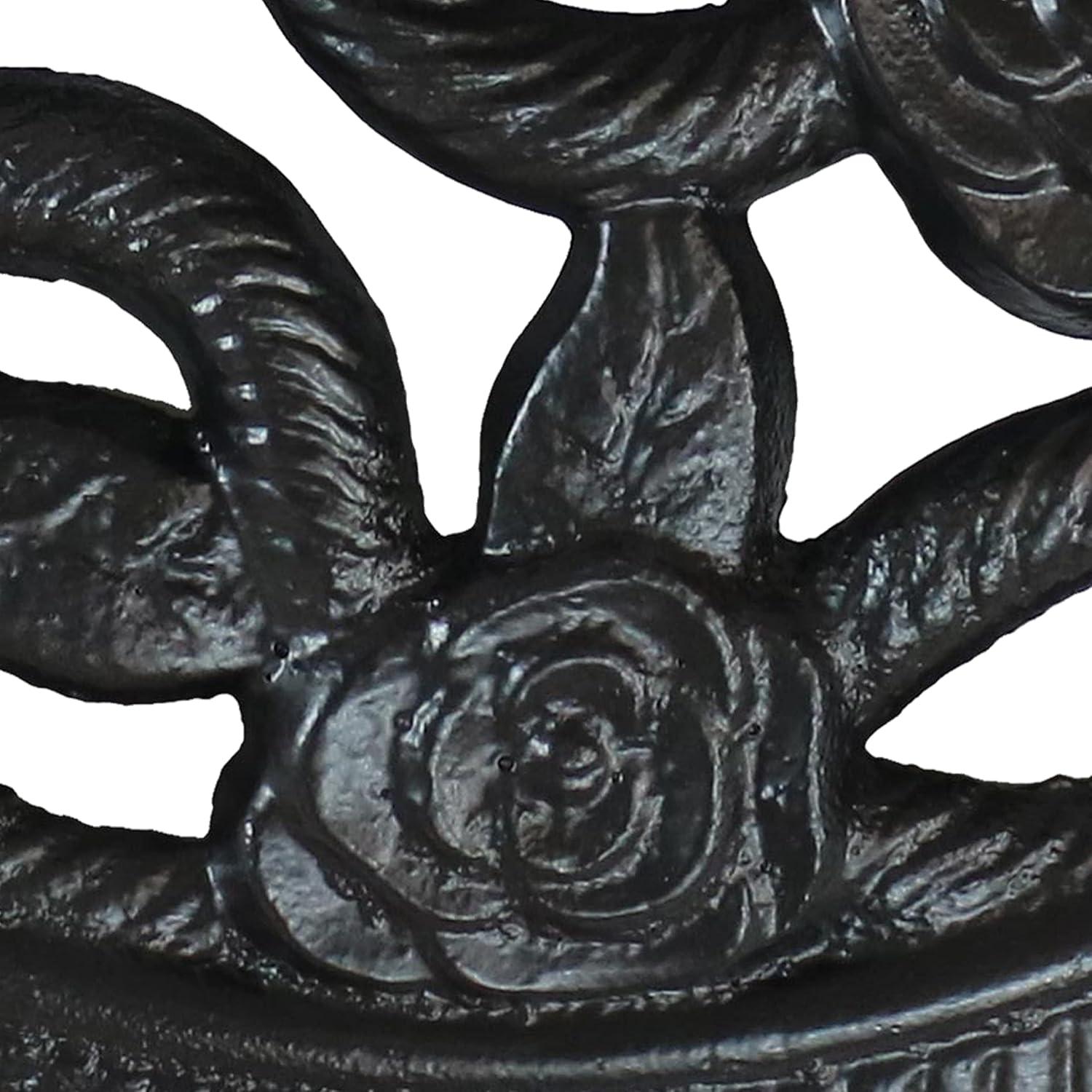 Sunnydaze Outdoor Heavy-Duty Cast Iron Decorative Rose Blossom Design Patio Yard Round Umbrella Base Stand - 16"