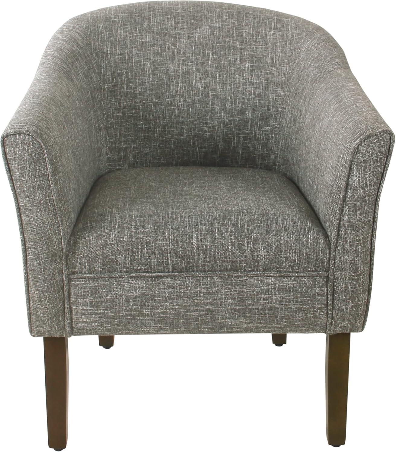 Gray Faux Leather Barrel Accent Chair with Wood Legs