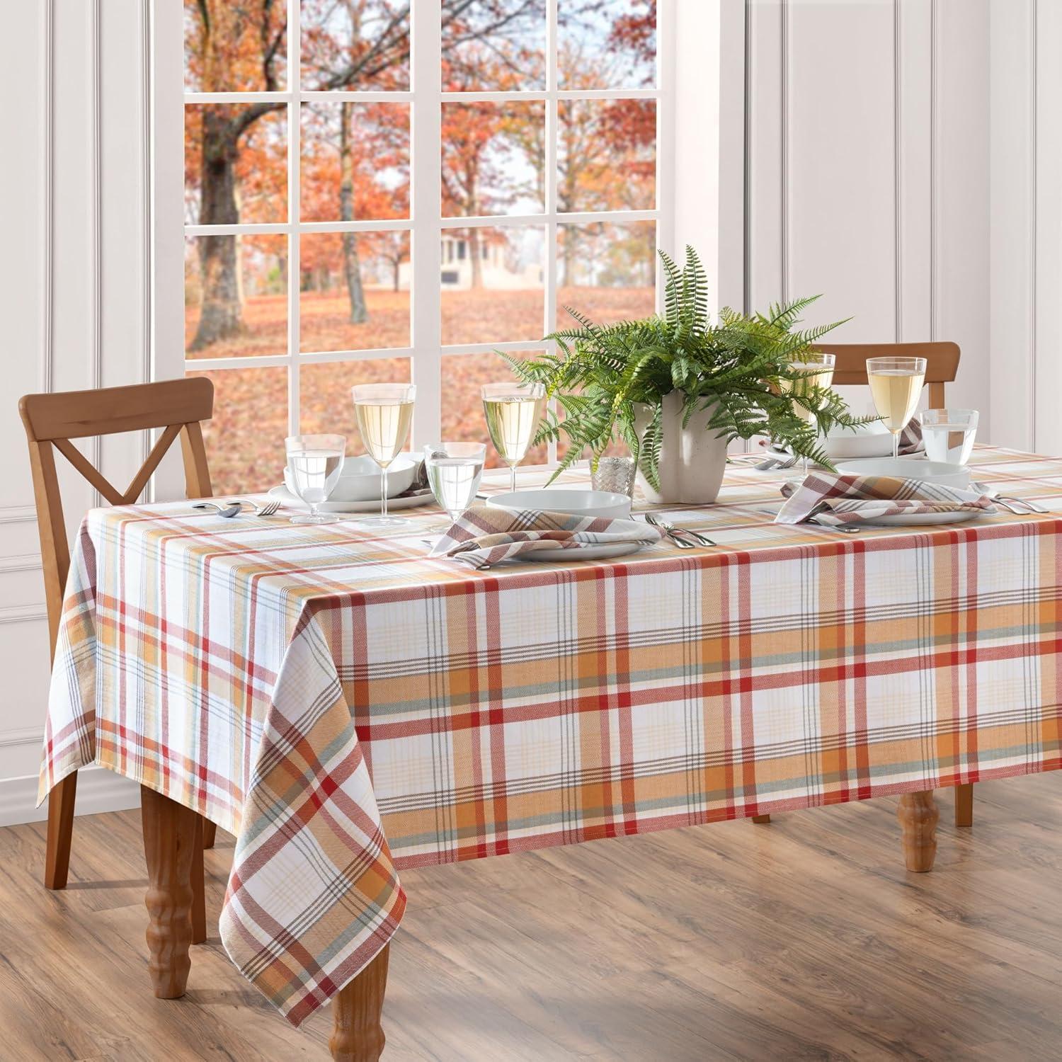 Elrene Seneca Plaid Harvest Cotton Tablecloth - Elrene Home Fashions