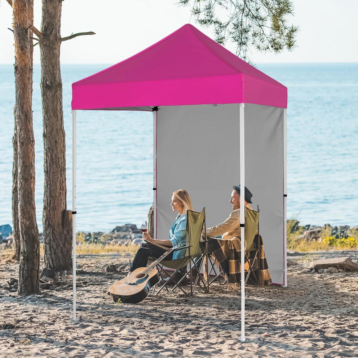 Pink Outdoor Portable Canopy Tent with Removable Sunwall