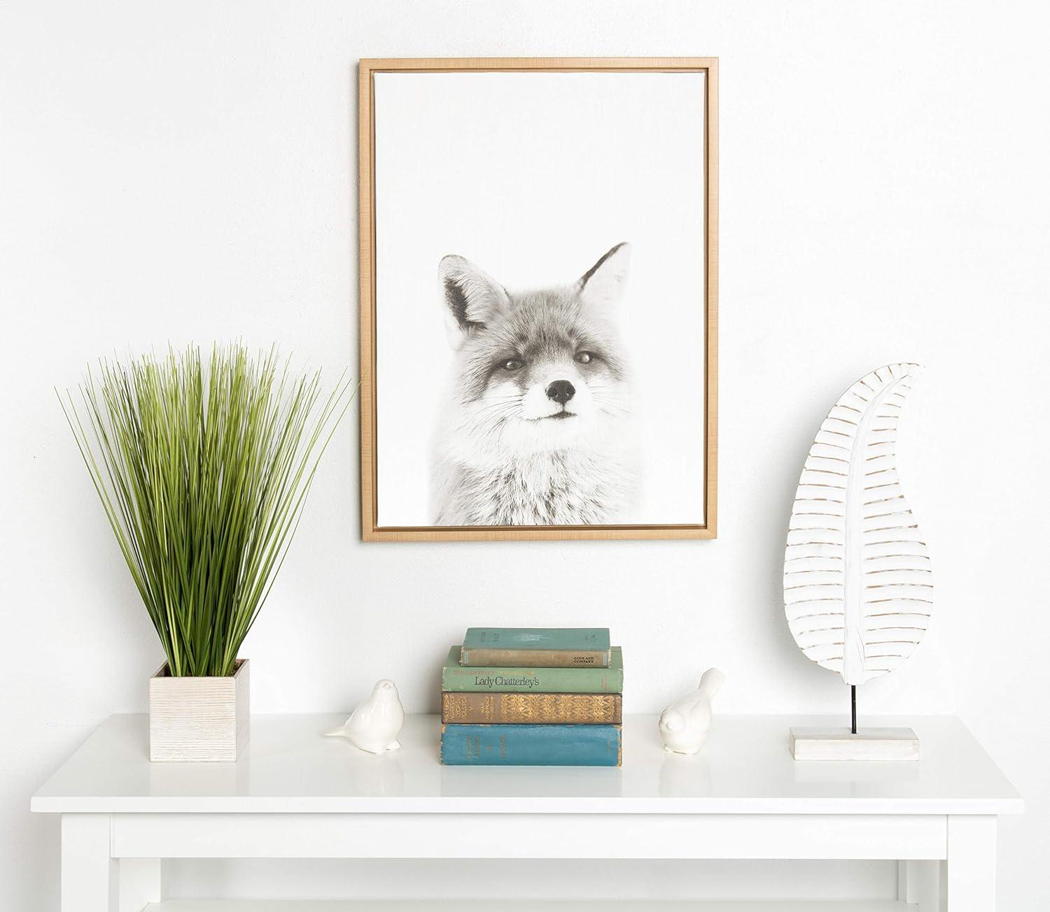 18" x 24" Sylvie Fox Portrait Framed Canvas by Simon Te Tai Natural - Kate and Laurel: Rustic Home Decor, Large Wall Art