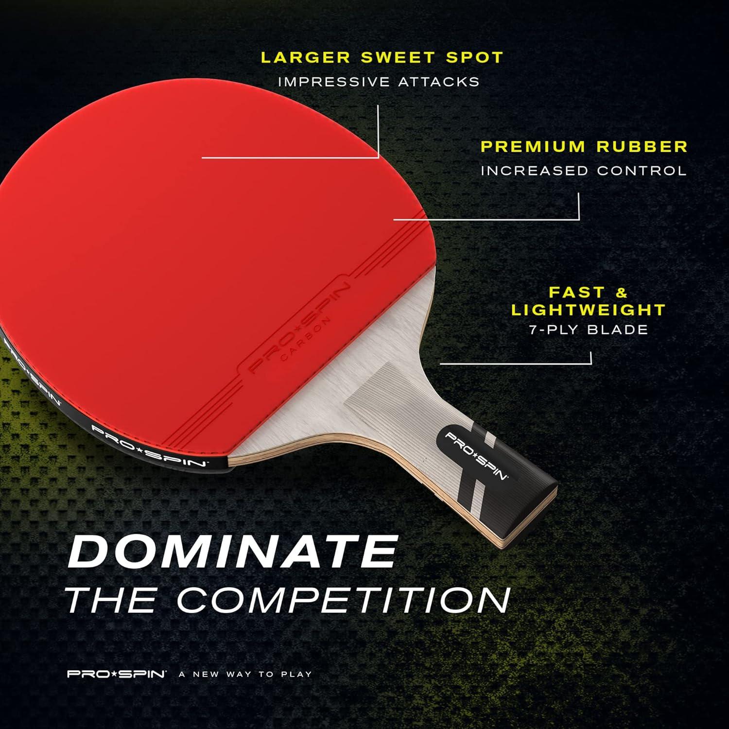 PRO-SPIN Ping Pong Paddle with Carbon Fiber, Penhold Grip, Performance-Level Table Tennis Racket