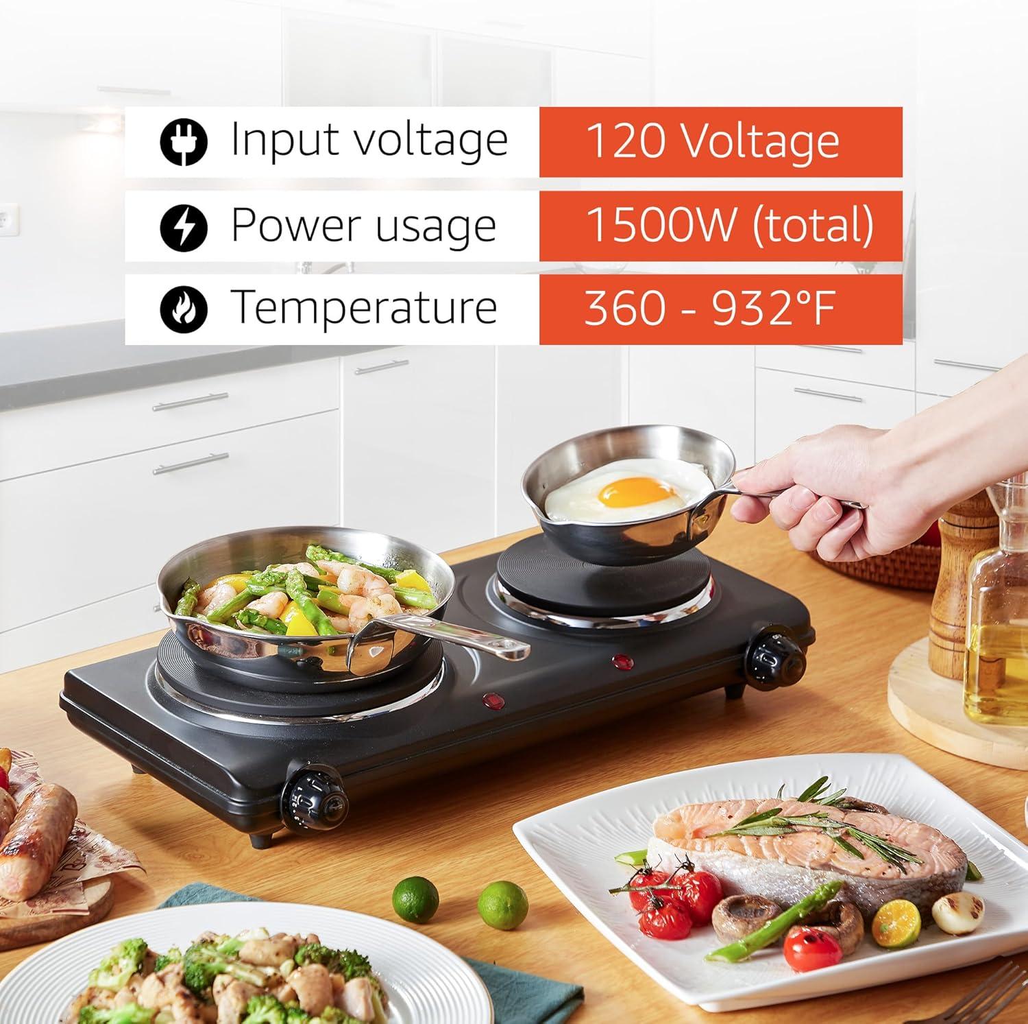 Elite Cuisine Electric Double Cast Burner Hot Plate EDB-302BF