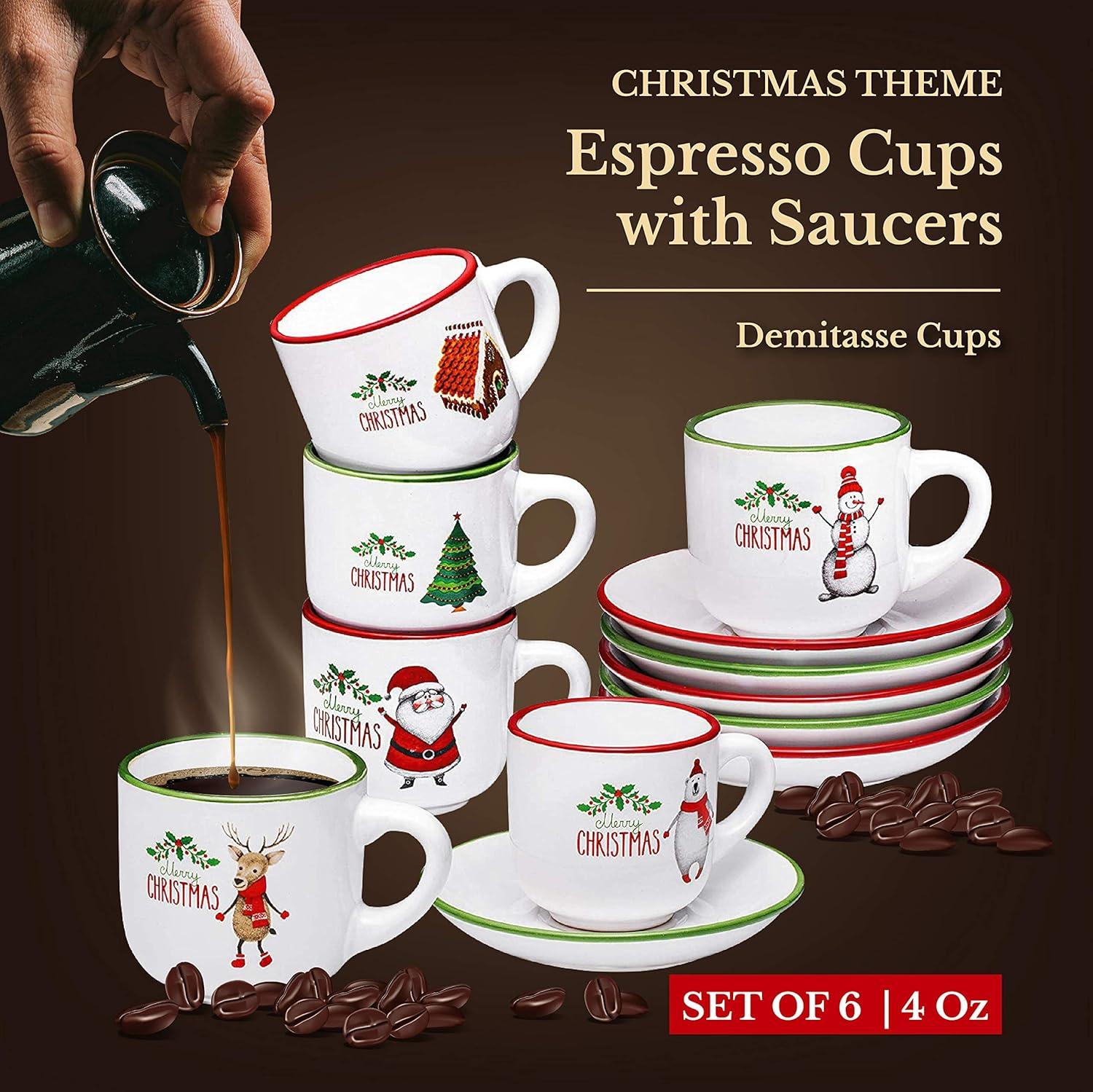 Bruntmor | Espresso Cups With Saucers By Bruntmor - 6 Ounce - Set Of 6 Matte