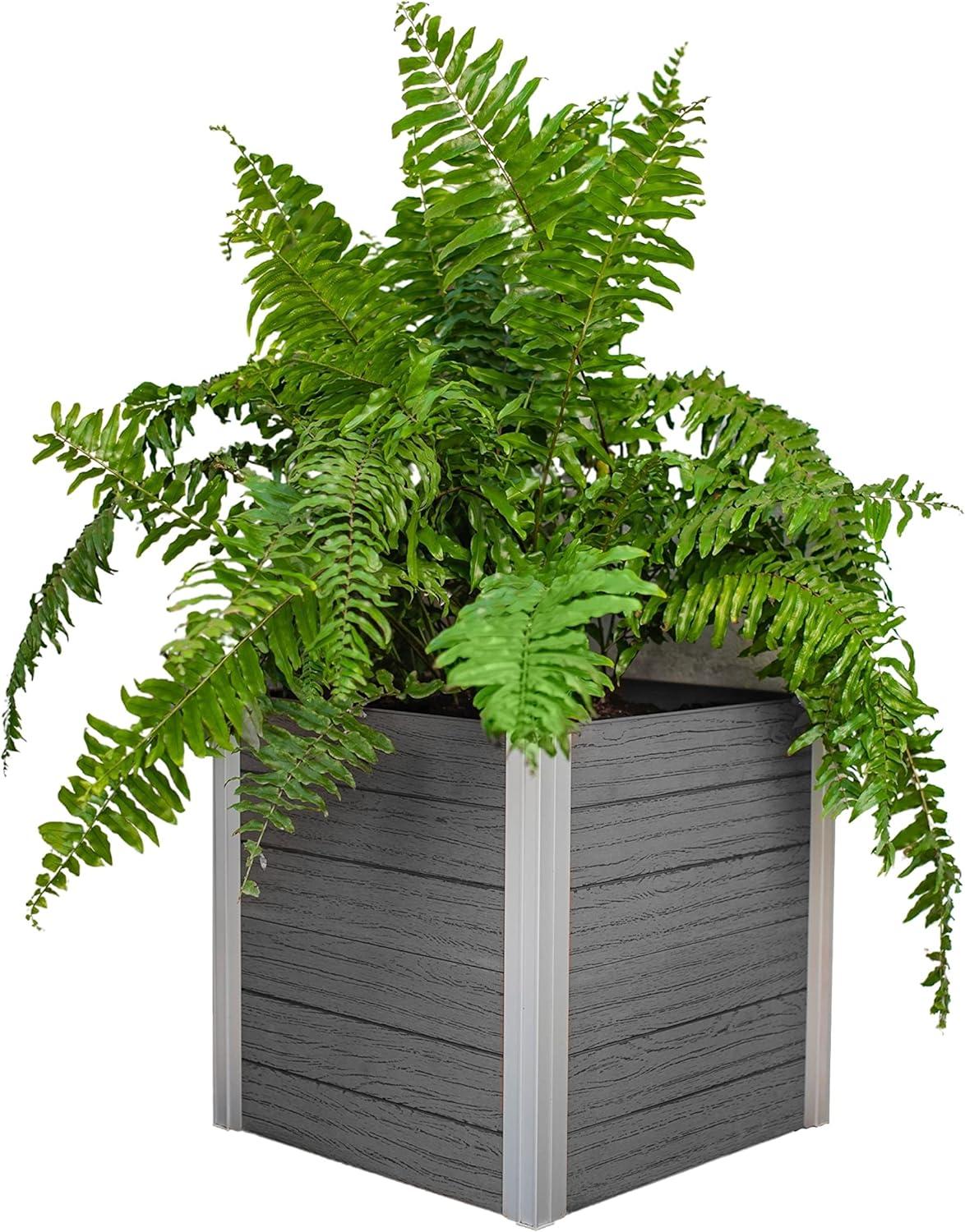 Urbana 22" Slate Gray Vinyl Cube Planter