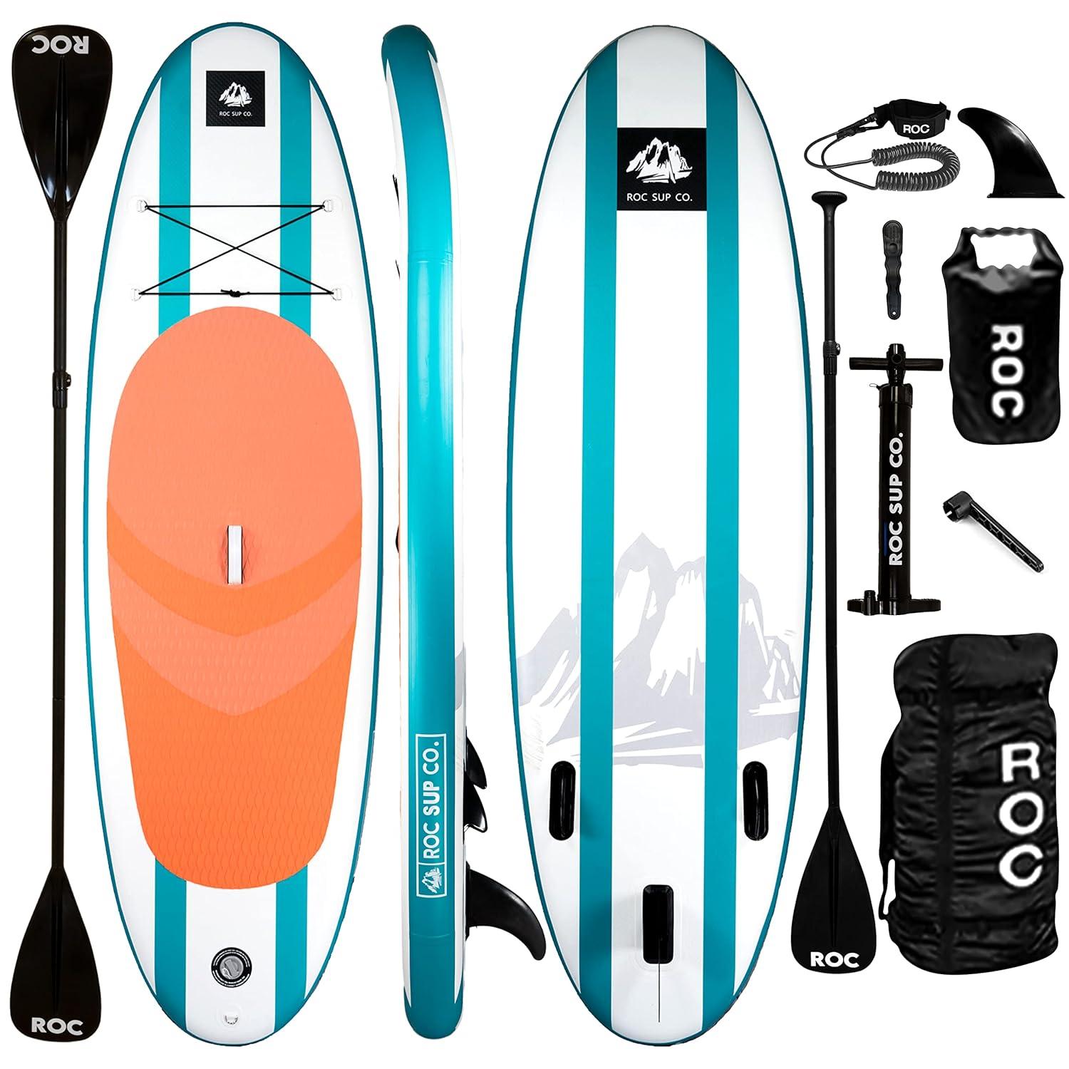 Roc Inflatable Stand Up Paddle Boards with Premium SUP Paddle Board Accessories, Wide Stable Design, Non-Slip Comfort Deck for Youth & Adults