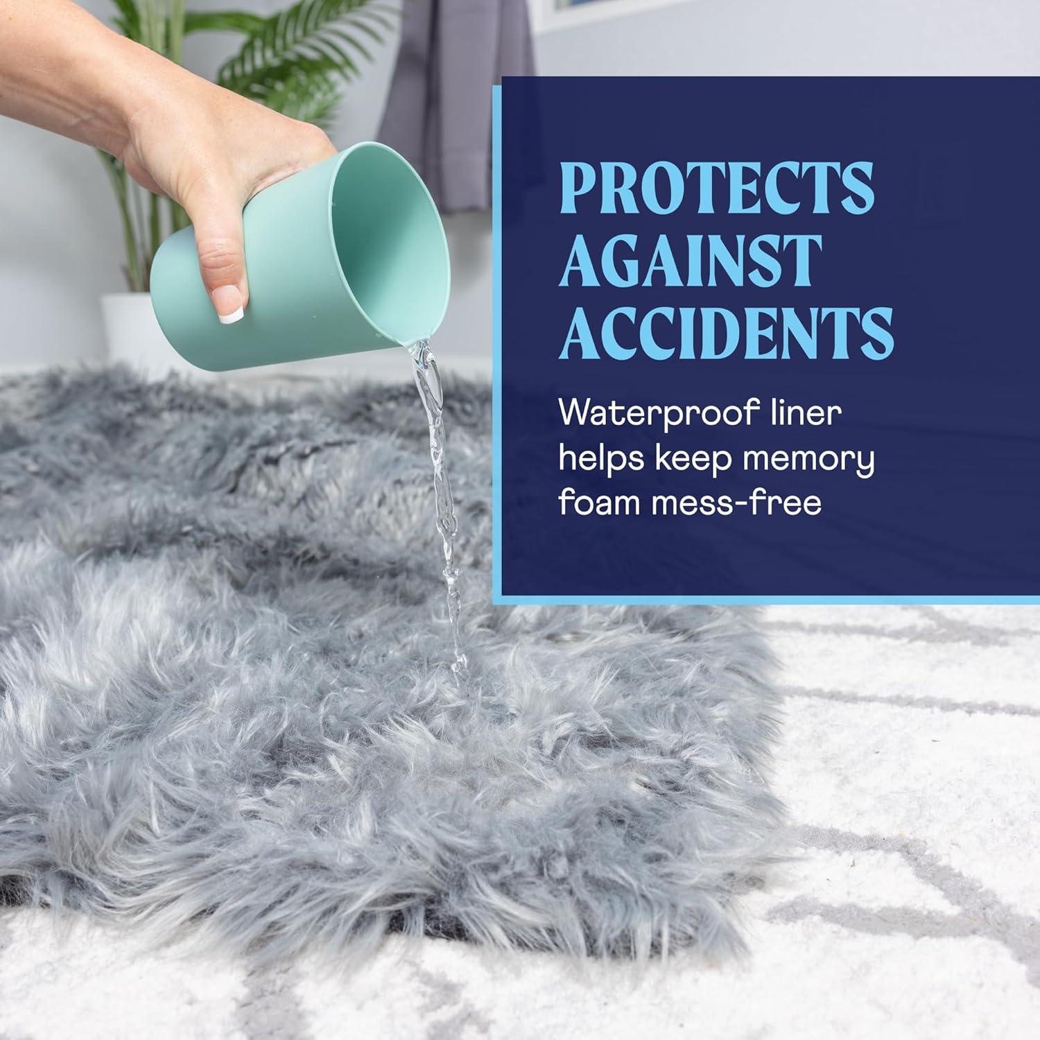 PAW BRANDS PupCloud Human-Size Faux Fur Memory Foam Dog Bed (Charcoal Grey)