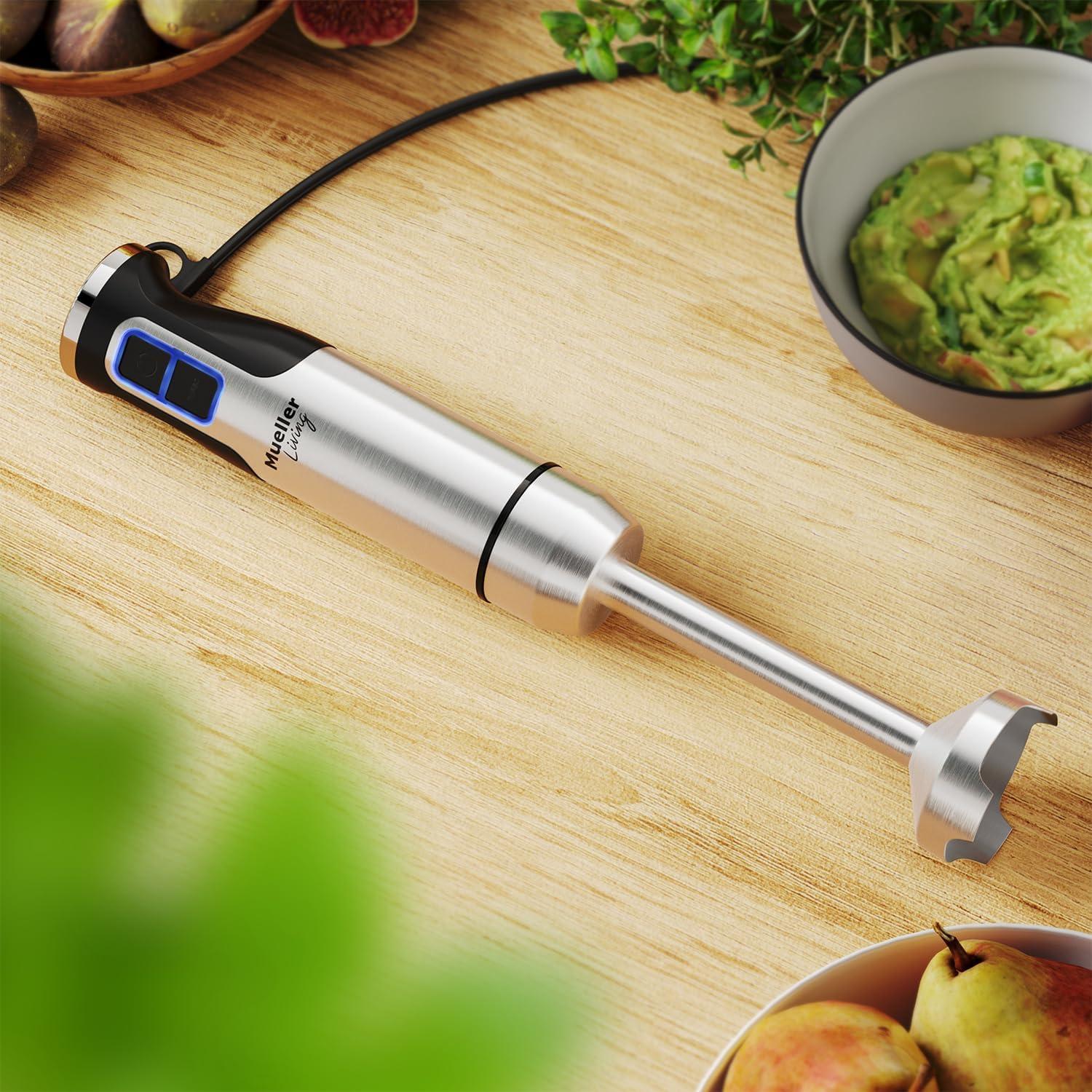 MuellerLiving Hand Immersion Blender - 8 Speed Stainless Steel Electric, Emulsion Blender with Turbo Mode