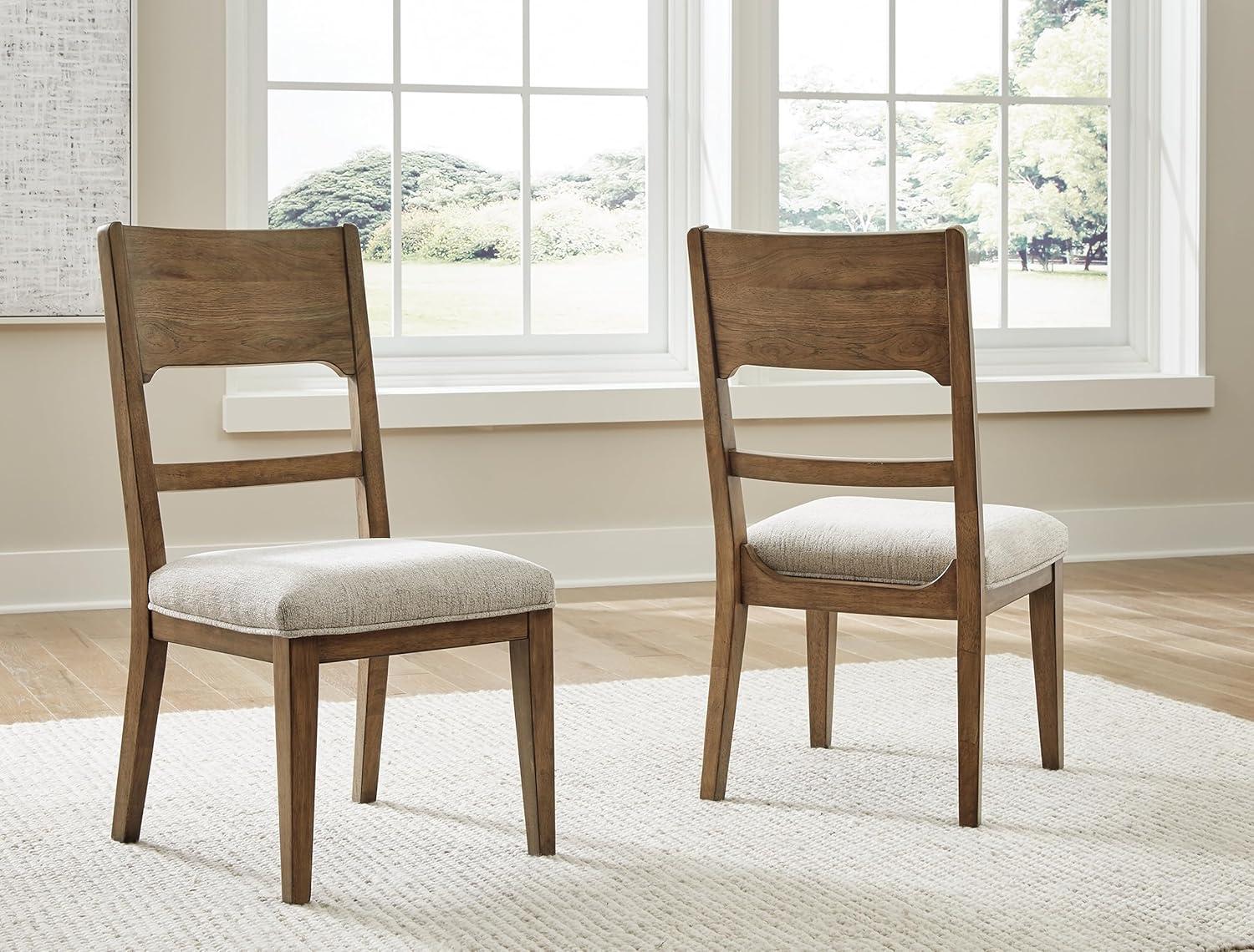 Brown Upholstered Wood Casual Side Chair