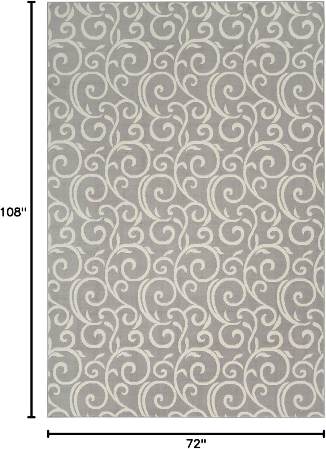 Nourison Grafix 6' x 9' Grey Area Rug Bohemian Contemporary Botanical by Nourison