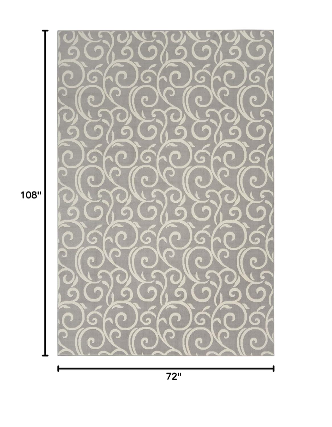 Nourison Grafix 6' x 9' Grey Area Rug Bohemian Contemporary Botanical by Nourison