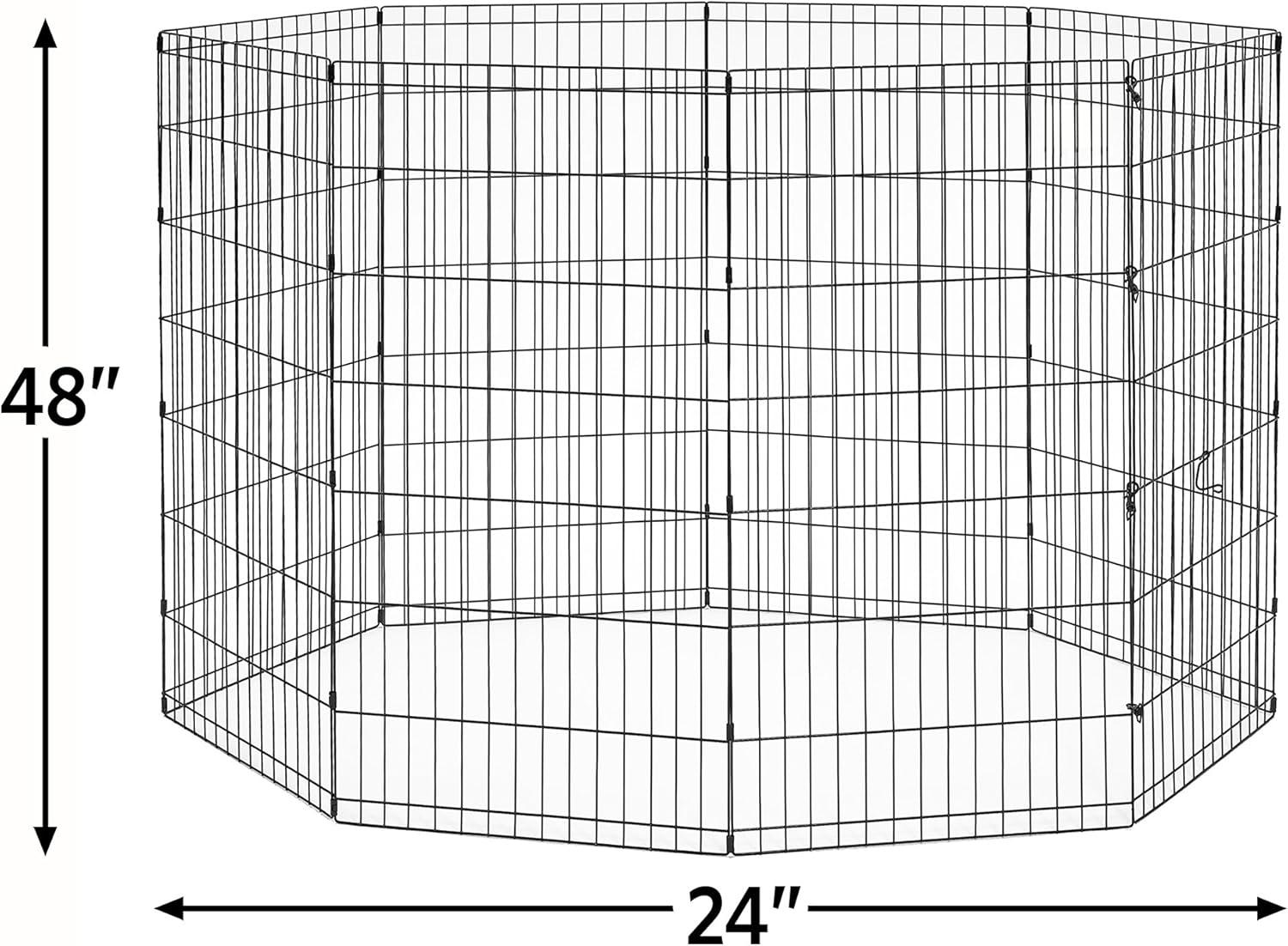 Black Metal Foldable Large Dog Exercise Pen with Anchors