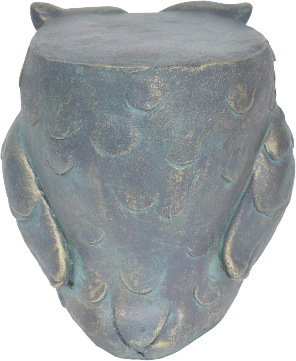 Agnes Owl Garden Stool, Lightweight Concrete, Gold Patina Finish,12.50 inch