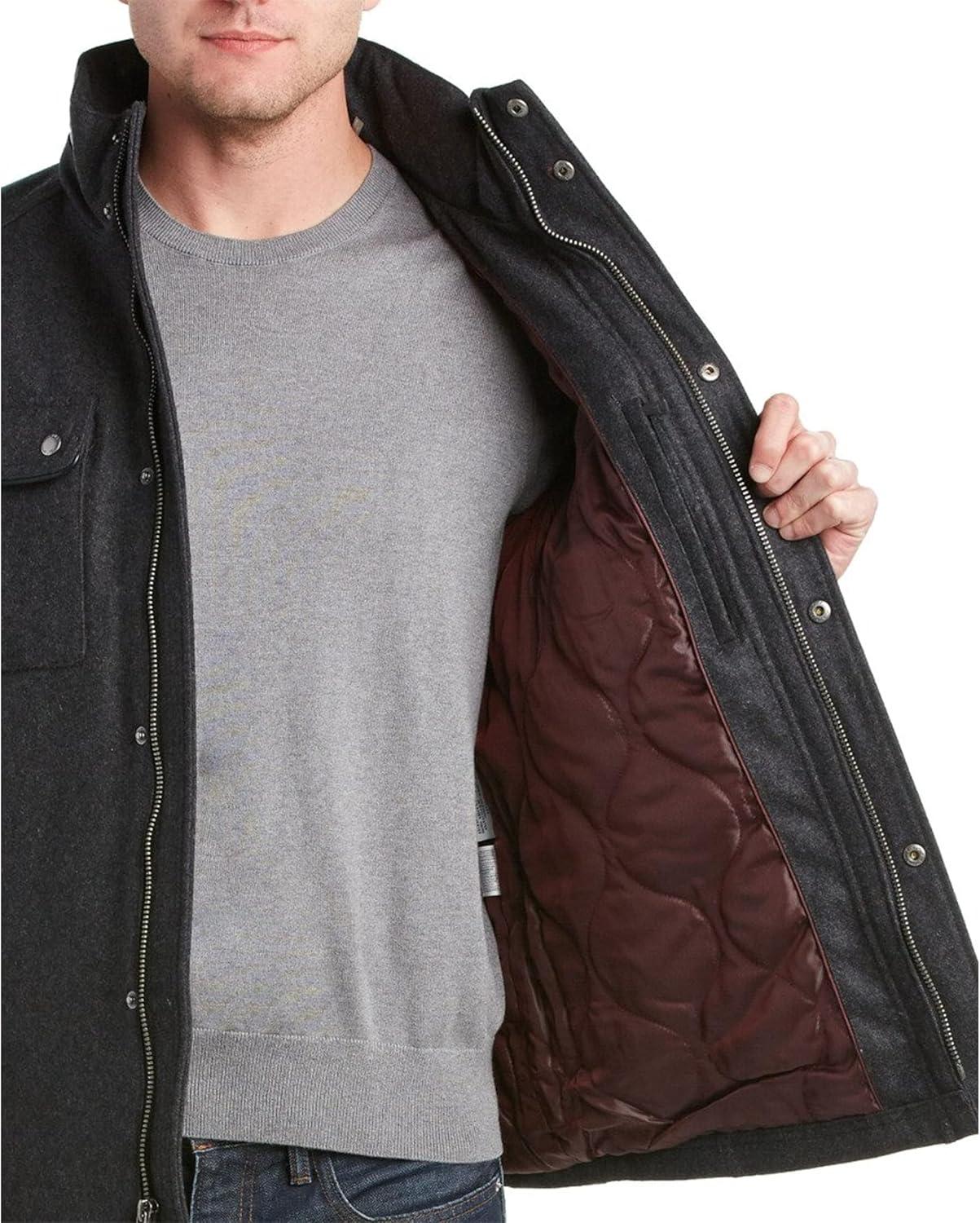 Cole Haan Signature Men's Wool Melton Stand Collar Jacket with Patch Pockets