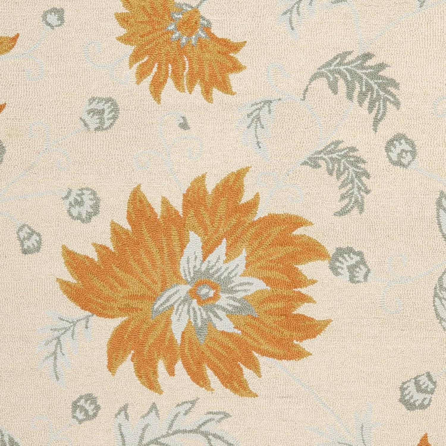 SAFAVIEH Blossom Rana Floral Flowers Wool Runner Rug, Ivory/Multi, 2'3" x 8'