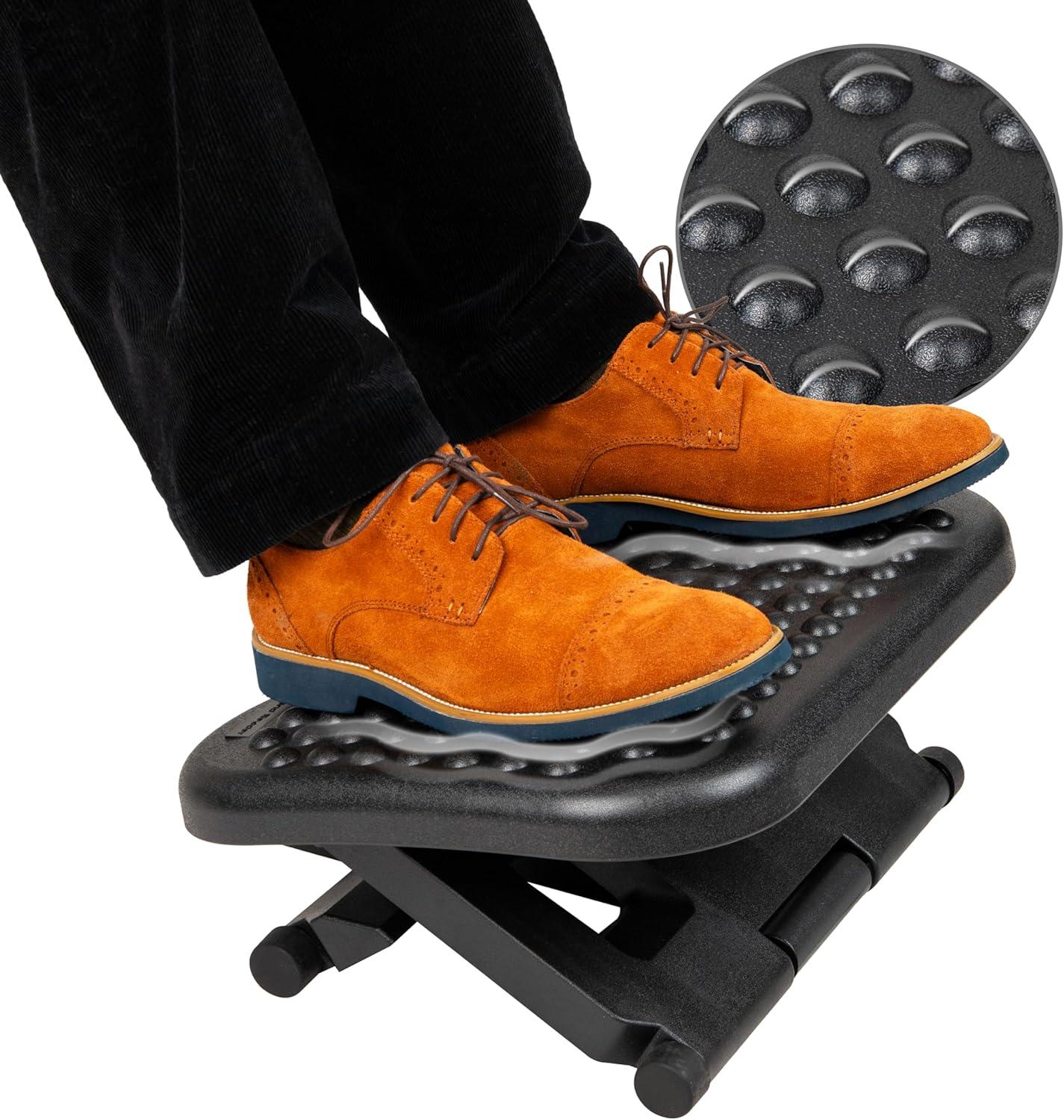 Mind Reader Foot Rest, Under Desk at Work, Ergonomic, Height Adjustable, Office, Plastic, 17.5"L x 13.5"W x 3.5"H