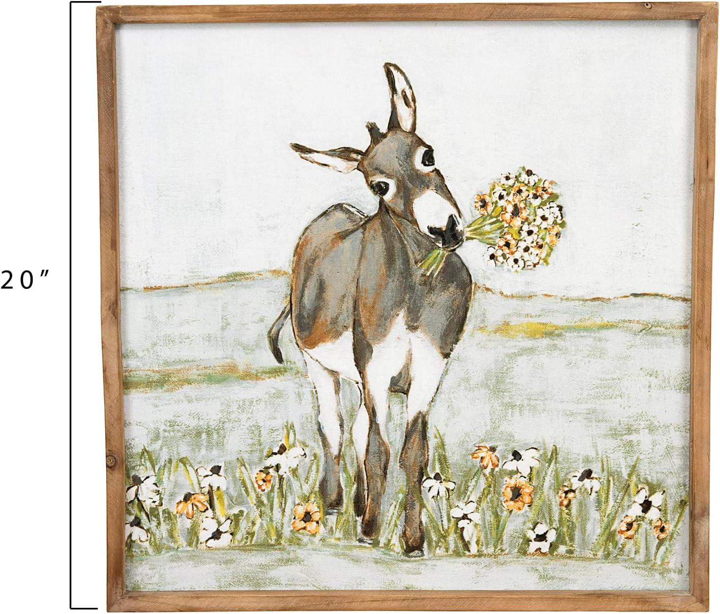 Creative Co-Op Donkey Wall Décor in Wood Frame