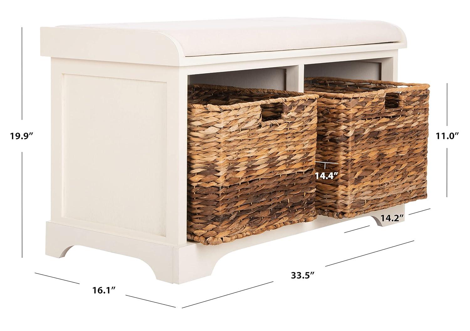 Freddy Wicker Storage Bench - AMH5736 - Vintage White - Safavieh