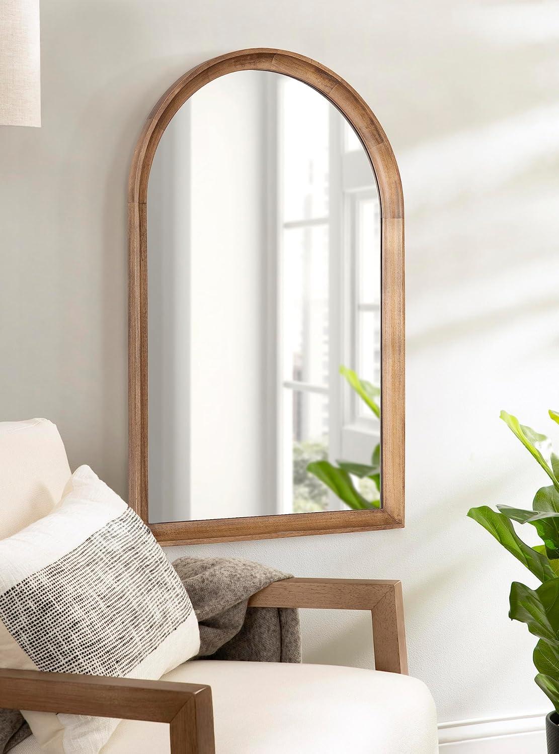 24"x36" Hatherleigh Arch Wood Wall Mirror Rustic Brown - Kate & Laurel All Things Decor