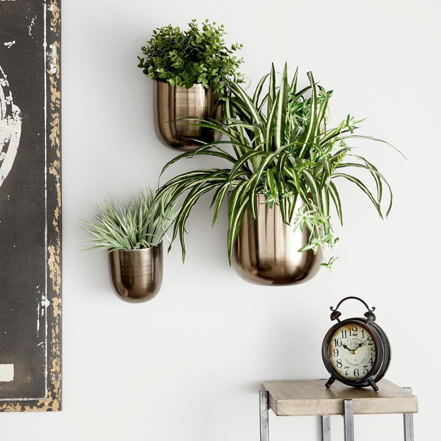 Set of 3 Contemporary Metal Planters in Stands - Olivia & May