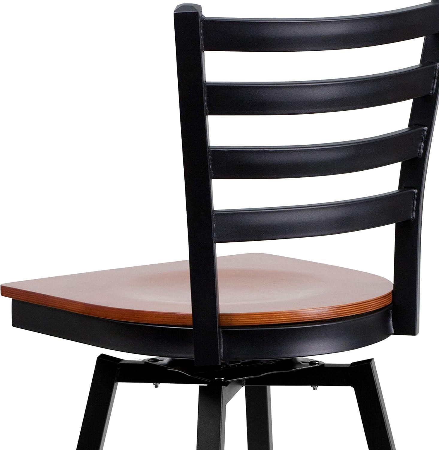 Flash Furniture Black Ladder Back Swivel Metal Barstool