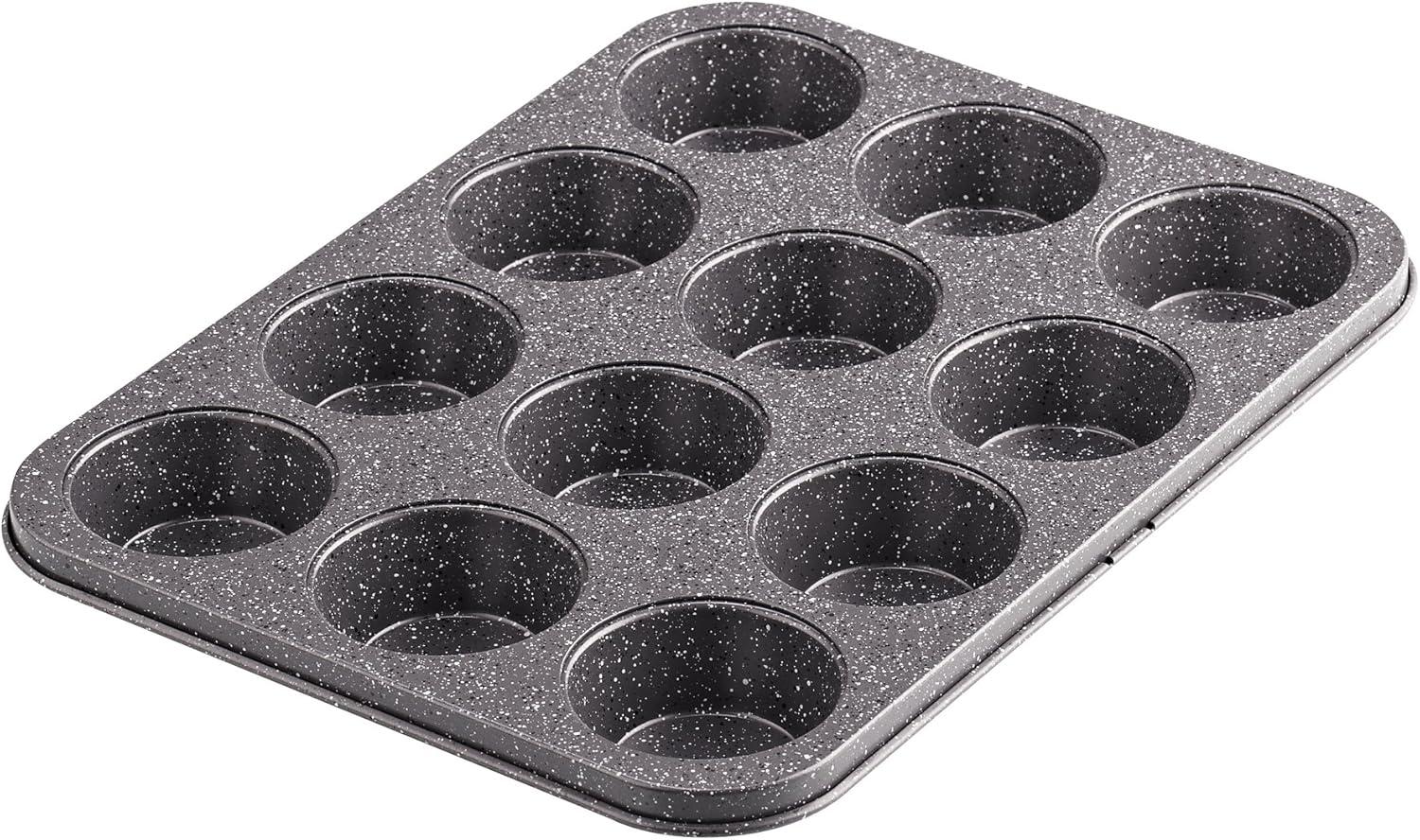 Cook N Home 6-Piece Nonstick Bakeware Set, Heavy Gauge, Cake/Cookie/Muffin/Loaf, Black 02585