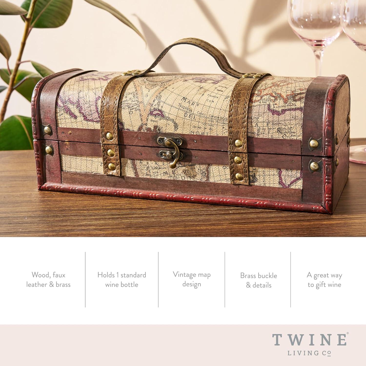 Twine Twine Chateau Bottle Old World Map Wine Box