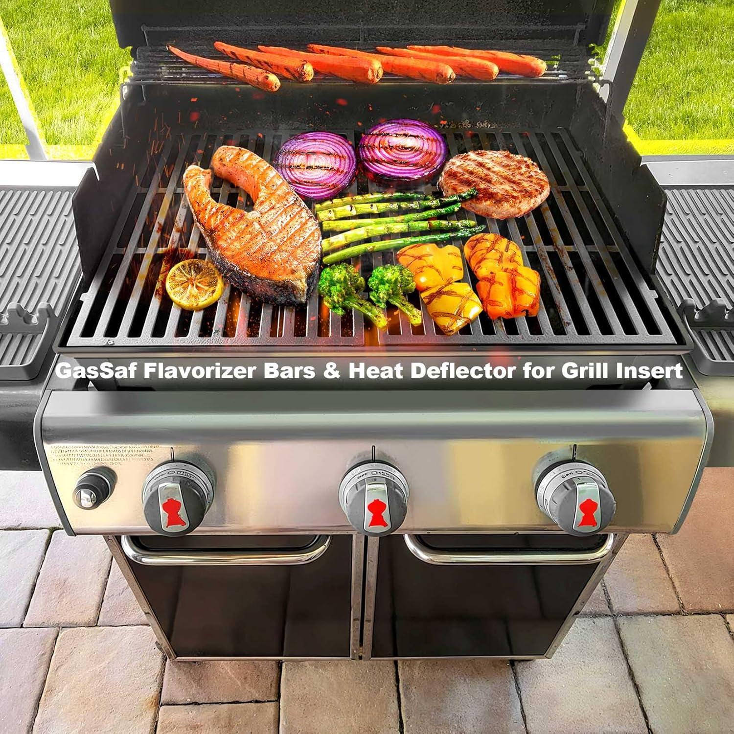GasSaf 17.5 Grill Flavorizer Bars Heat Deflector for Weber Genesis Parts 310, Flavor Bar for Weber Genesis 300 310 320 330 EP310 EP320 EP330 (Front Knob 2011-Newer) Grill Parts Heat Plates 7620 7622
