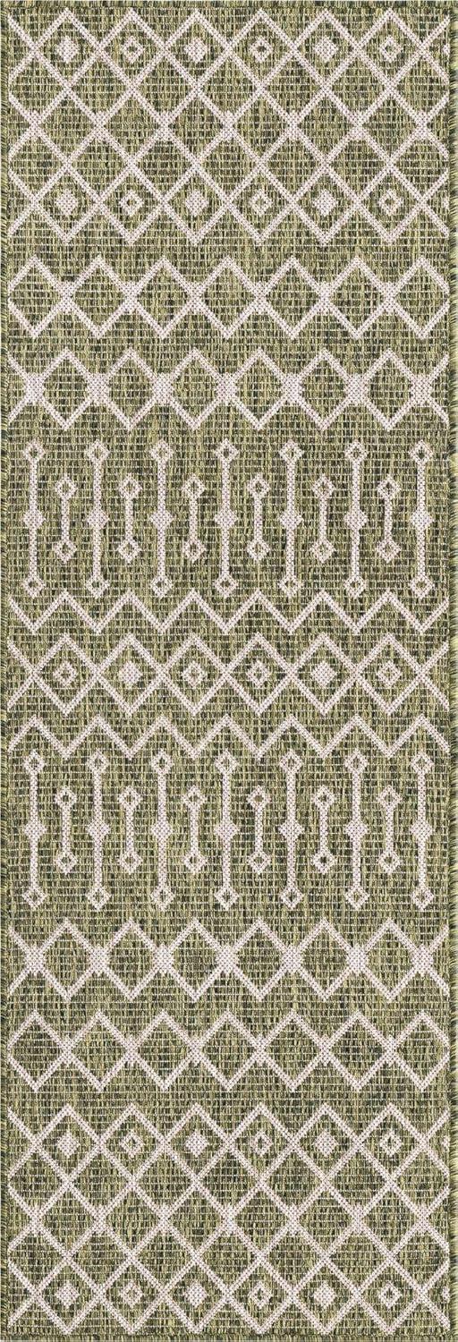 Unique Loom 2' 0 x 8' 0 Runner Indoor/Outdoor Trellis Green Runner Rug