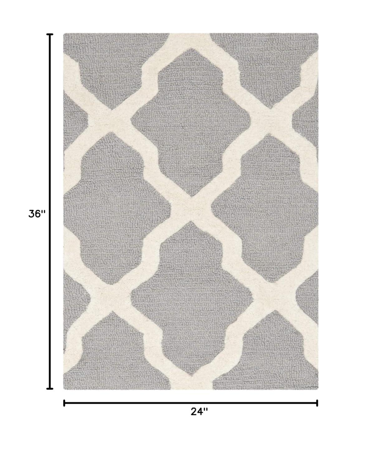 Cambridge Silver/Ivory Doormat 2 ft. x 3 ft. Geometric Trellis Area Rug