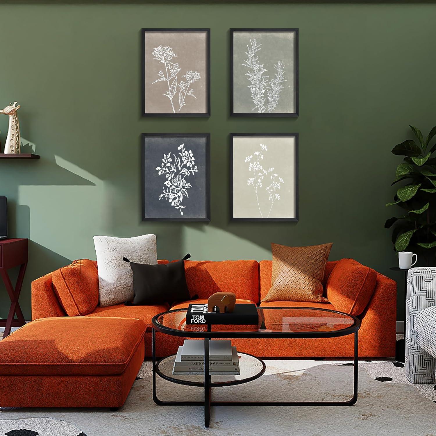 Haus and Hues Floral Wall Art - Set of 4 Plant Posters for Wall Vintage, Botanical Prints, Flower Pictures for Room Aesthetic, Vintage Art Prints, Flower Wall Art (11x14, Unframed)
