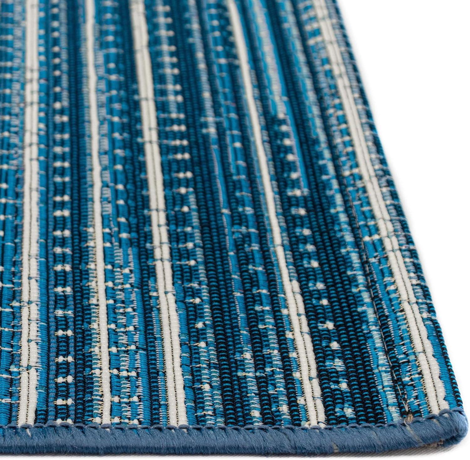 Marina Stripes China Blue 2'7" x 4'3" Synthetic Indoor/Outdoor Rug