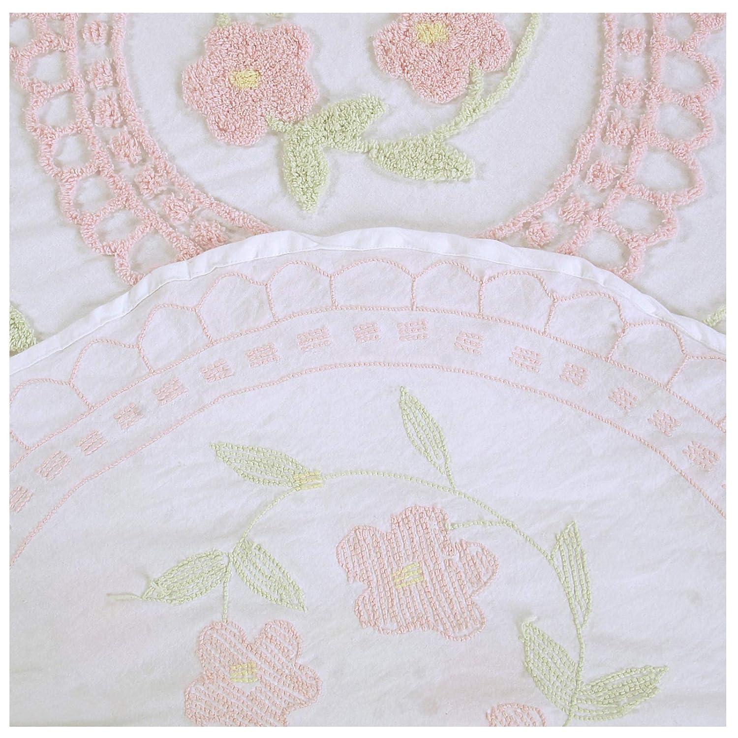 Better Trends Bloomfield 100% Cotton Chenille Coverlet/Bedspread Machine Washable Ultra Soft Floral Pattern All Season Bedding