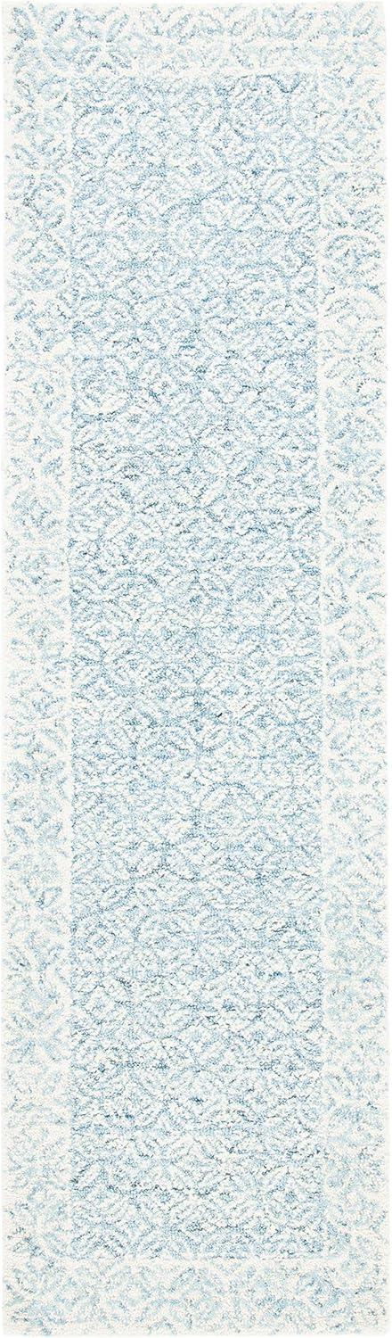Abstract Blue/Ivory 2 ft. x 8 ft. Floral Trellis Runner Rug