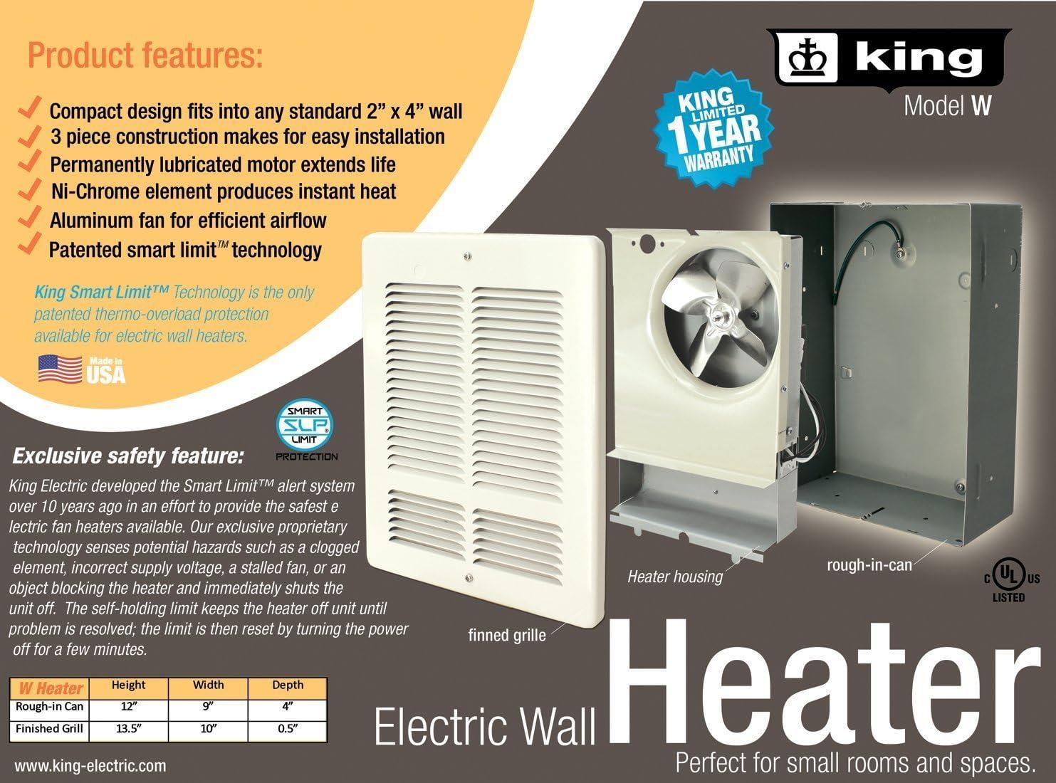 White Forced Air Wall Heater with Automatic Shut-off