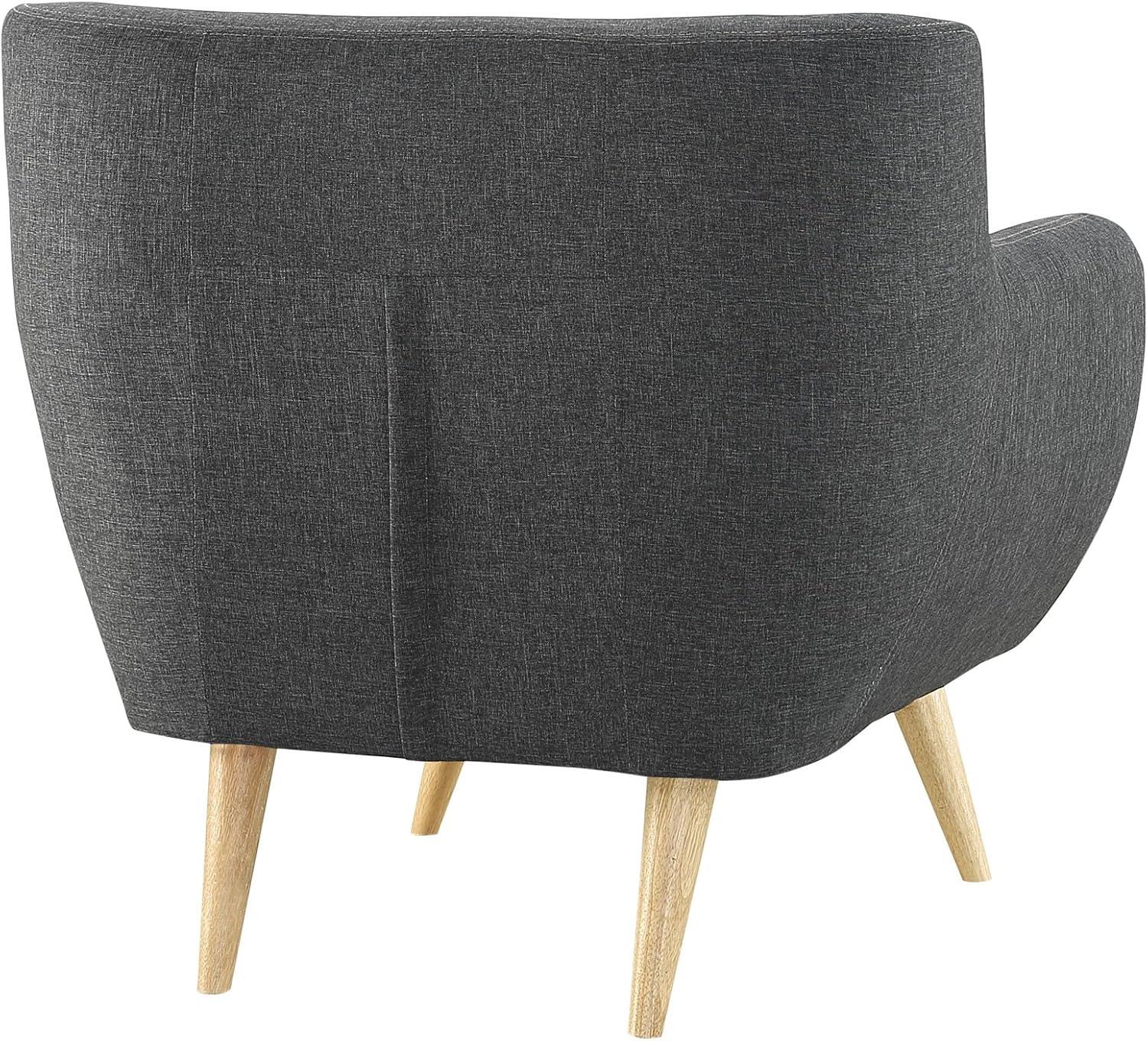 Gray Mid-Century Modern Upholstered Accent Chair with Wood Legs